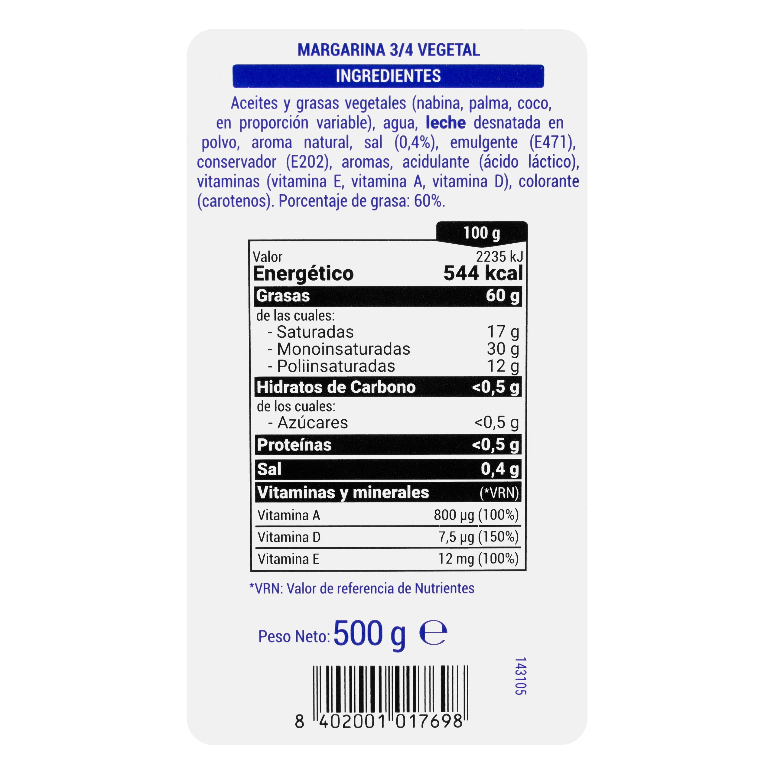 Etiqueta Margarina Hacendado