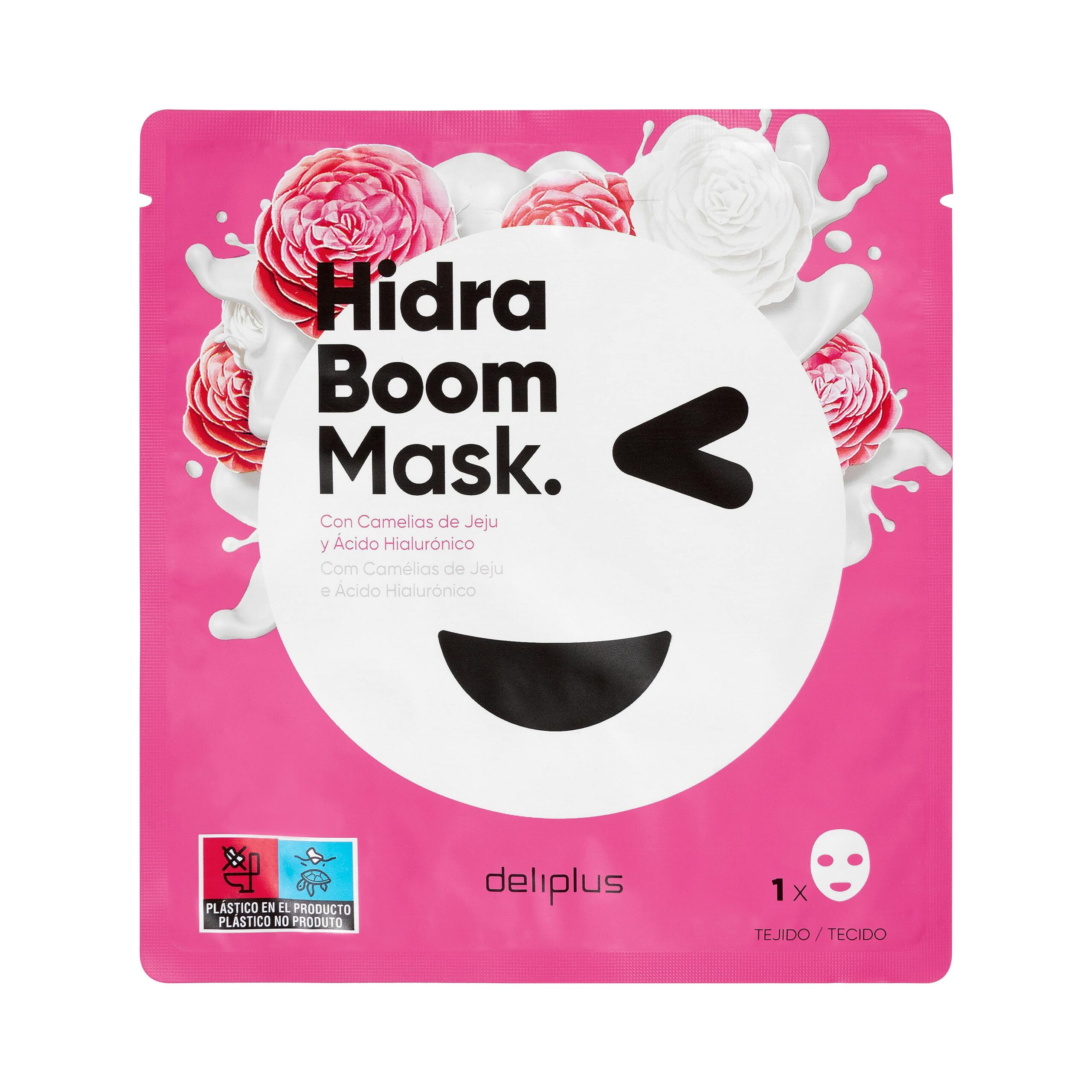 Mascarilla facial Hidra Boom Mask Deliplus con Camelias de Jeju y ácido hialurónico Mercadona