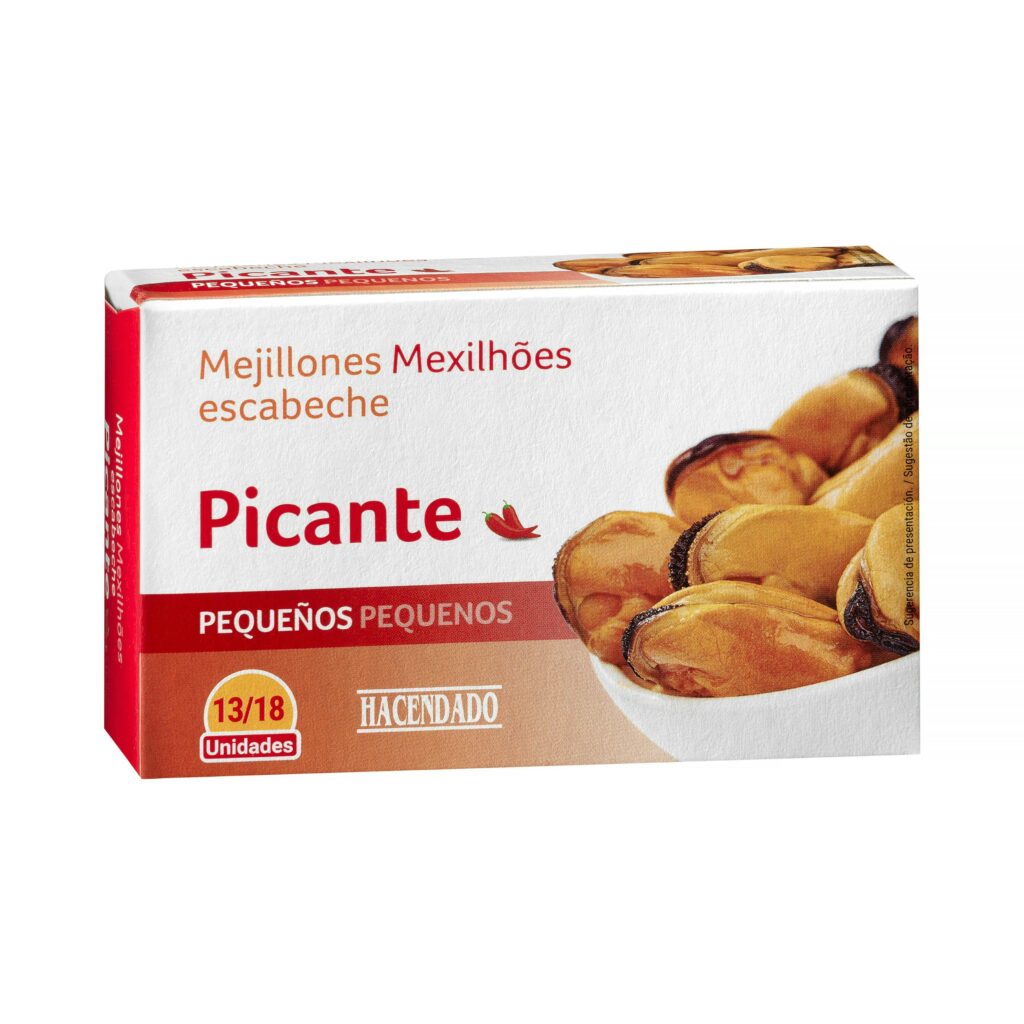 Mejillones picantes en escabeche Hacendado pequeños 15-20 piezas