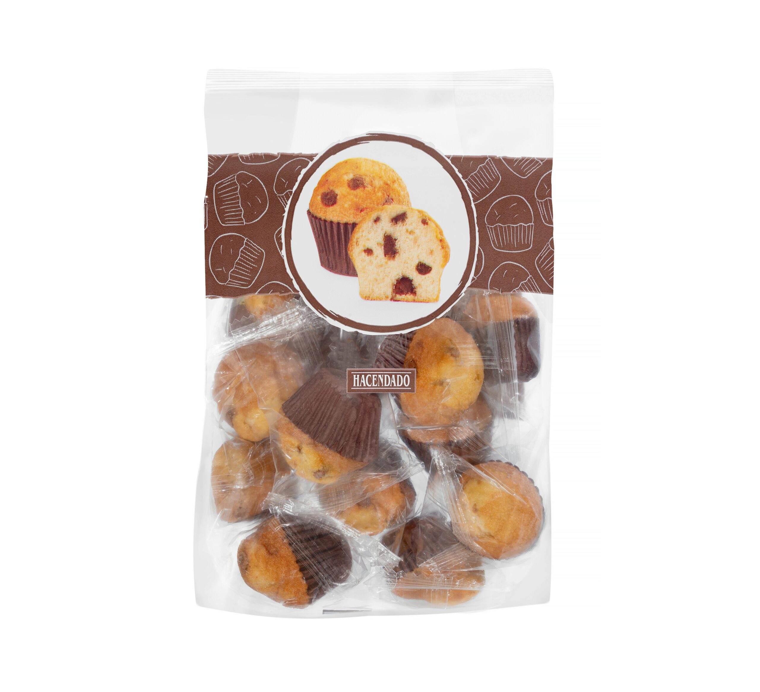 Mini magdalenas con pepitas de chocolate con leche Hacendado Mercadona