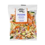 Mix de verduras paisana para microondas compuesta por calabacín, zanahoria, cebolla morada y puerro Mix de verduras paisana para microondas compuesta por calabacín