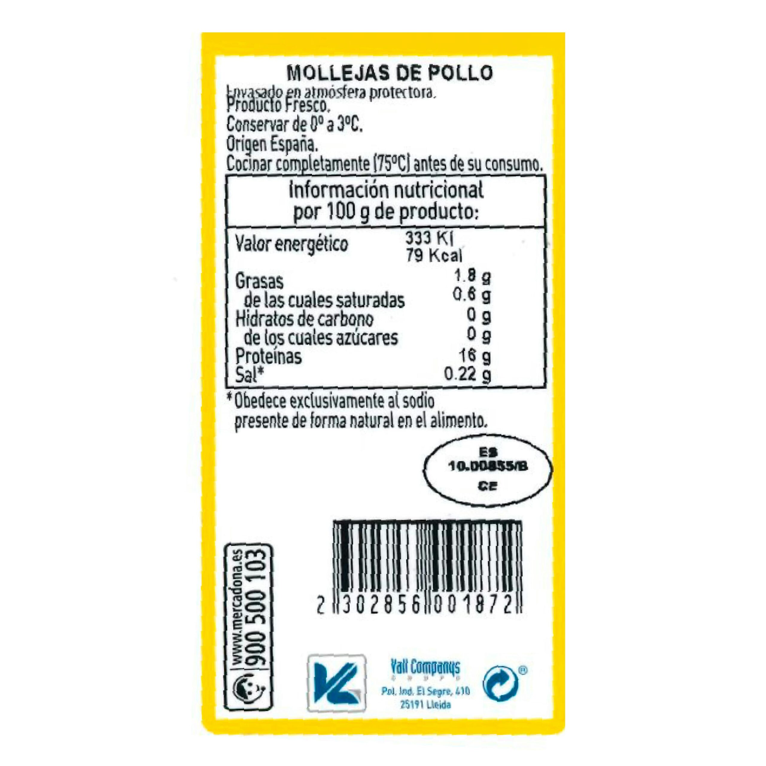 Etiqueta Mollejas de pollo