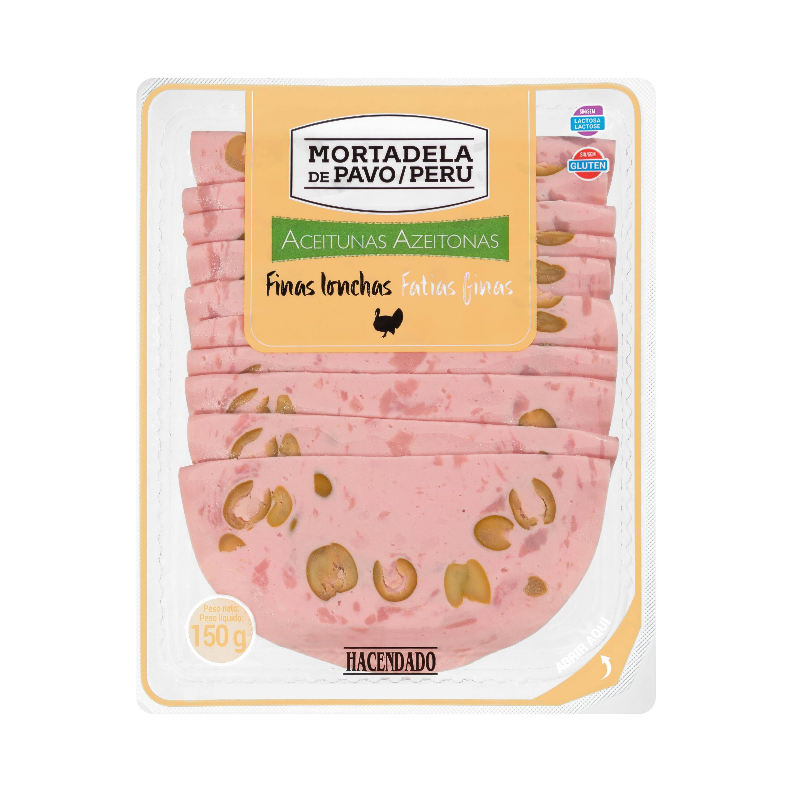 Mortadela de pavo con aceitunas Hacendado finas lonchas Mercadona