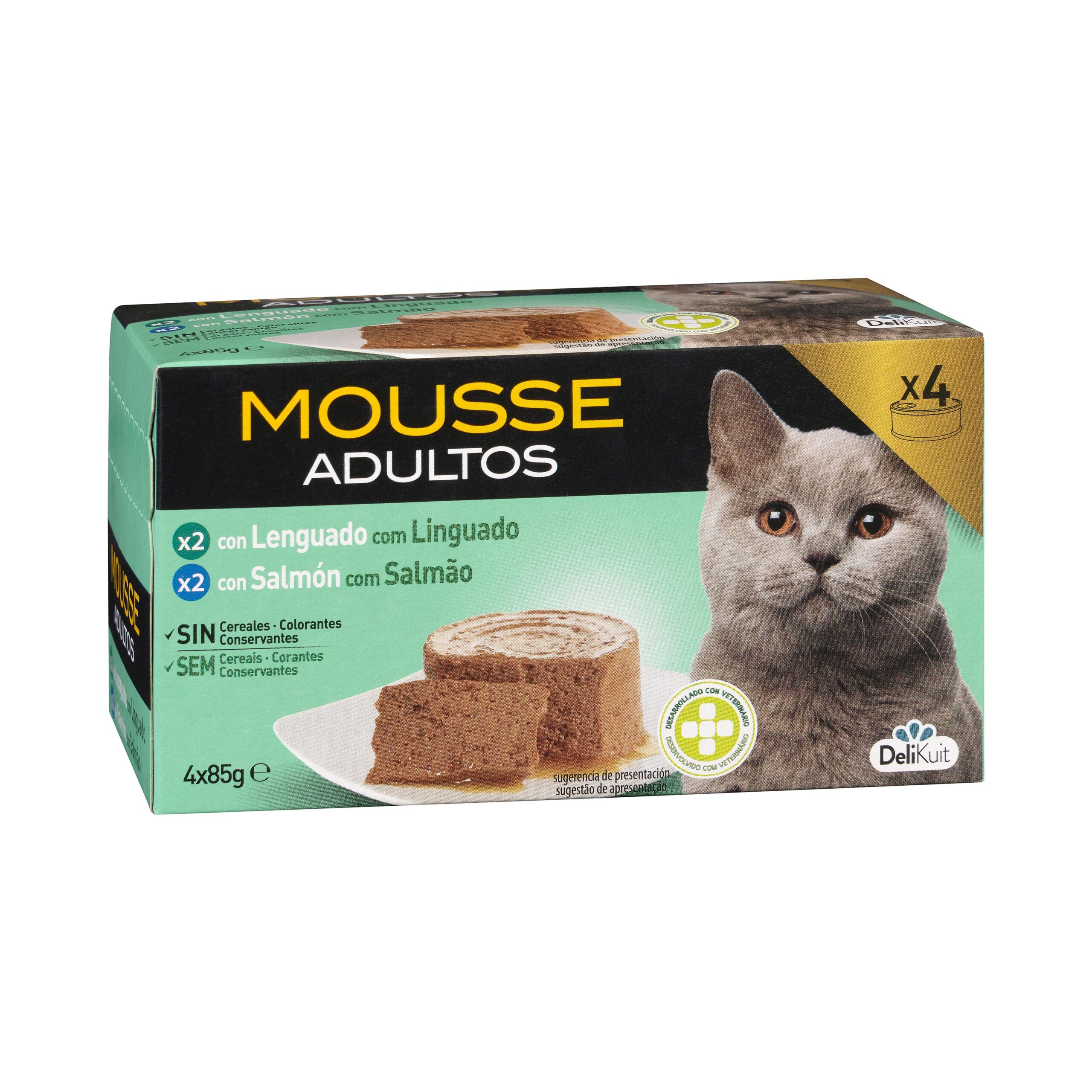 Mousse con lenguado y salmón gato adulto Delikuit Mousse con lenguado y salmón gato adulto Delikuit