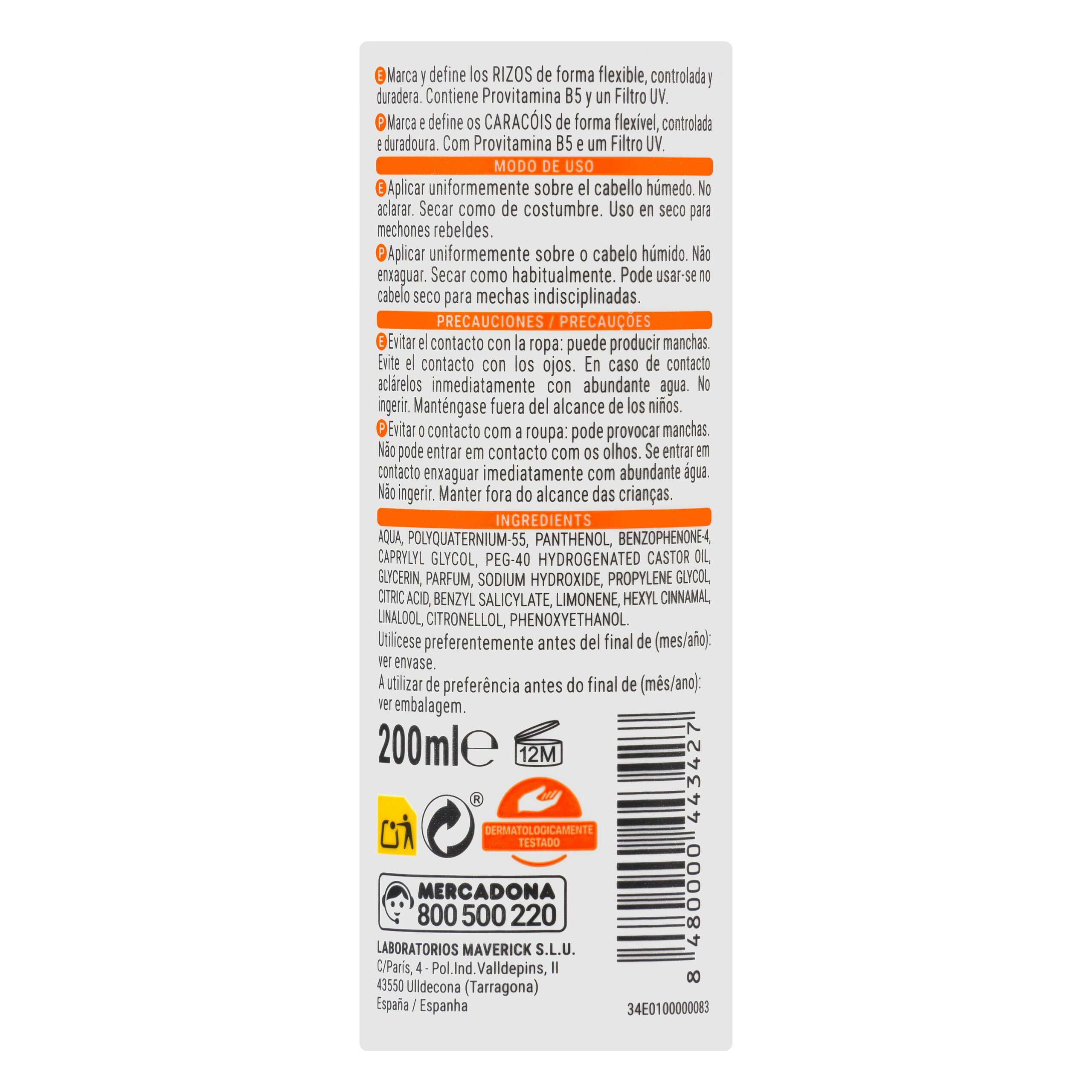 Etiqueta Mousse fijador cabello Deliplus fijación 2 ProFix