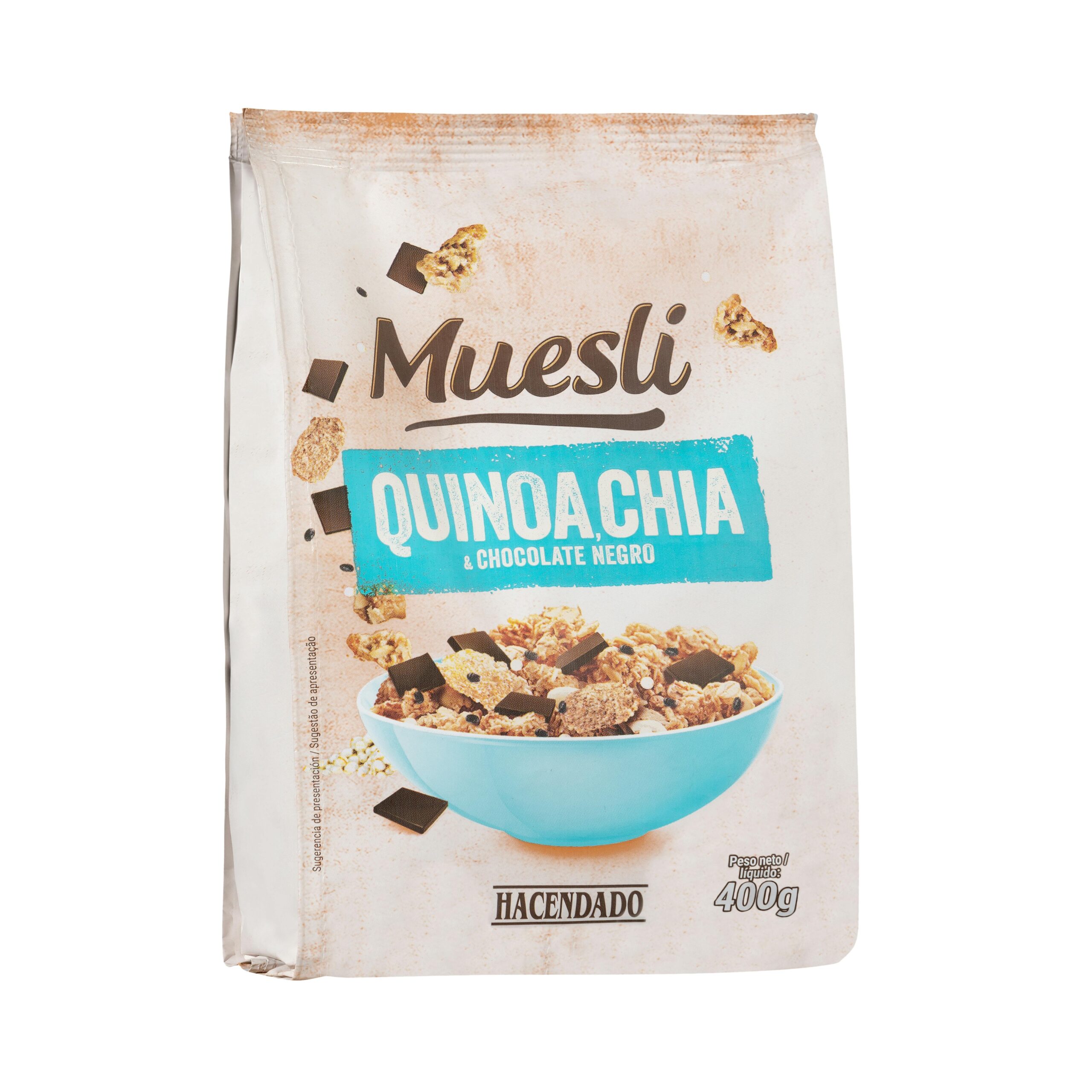Muesli Hacendado con quinoa, chía y chocolate negro Mercadona