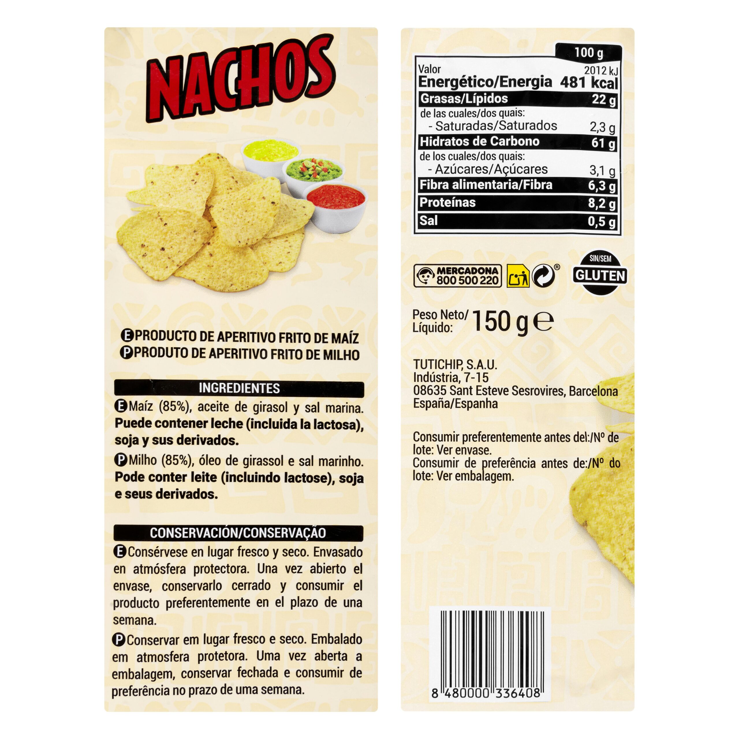 Etiqueta Nachos Hacendado