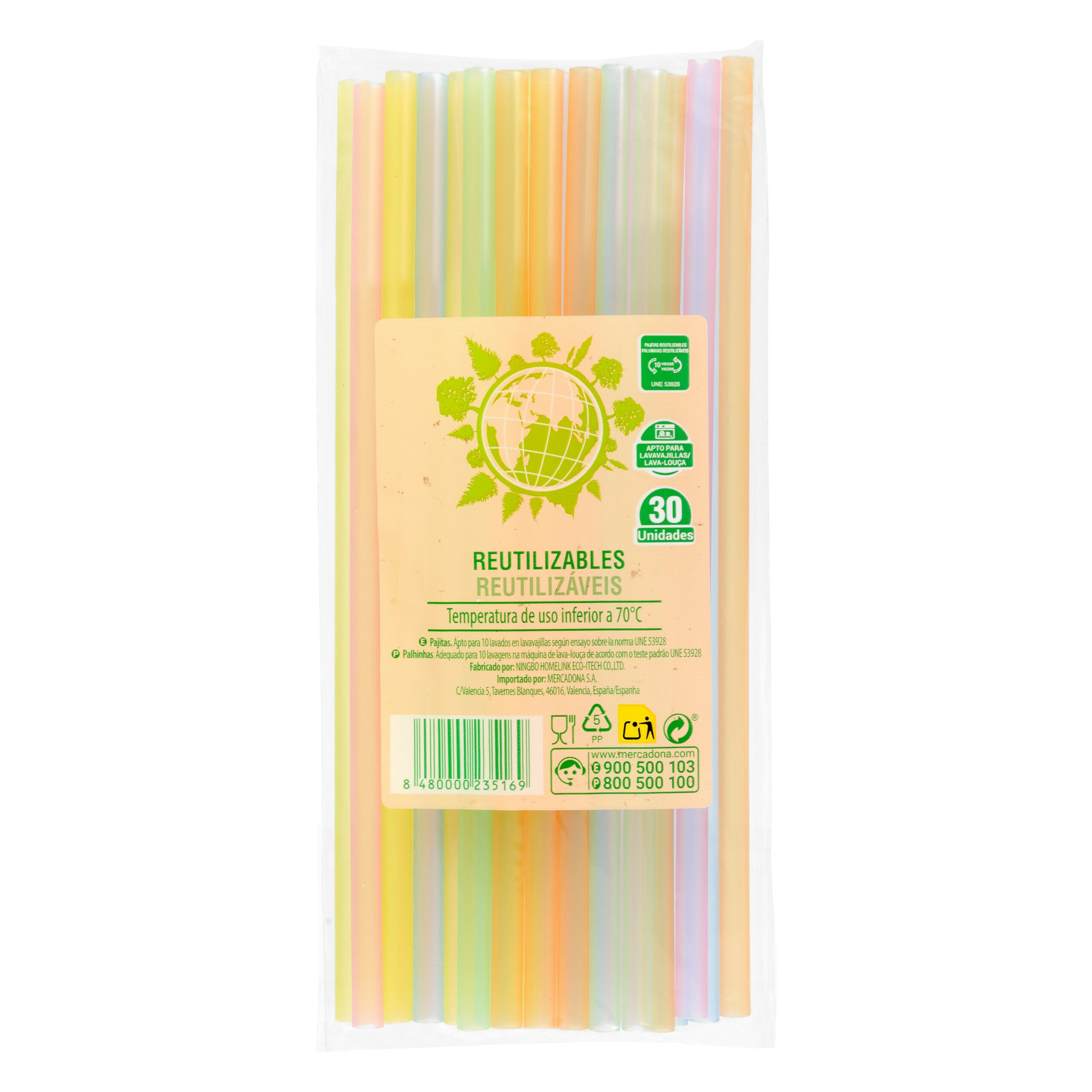 Pajitas rectas reutilizables Mercadona