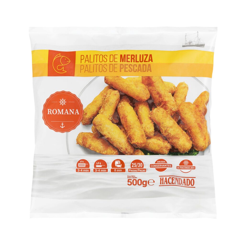 Palitos de merluza a la romana Hacendado ultracongelados
