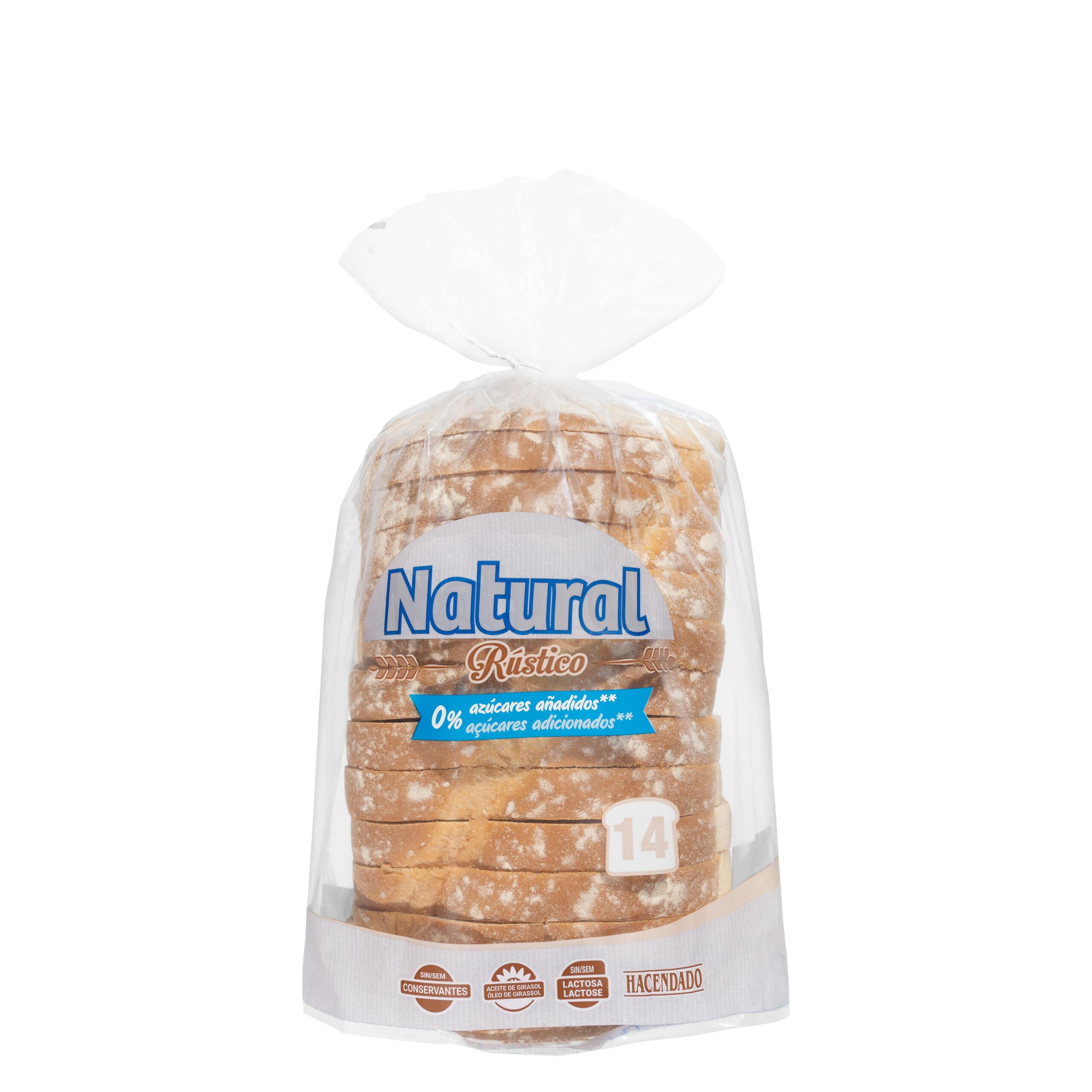 Pan de molde blanco natural rústico Hacendado 0% azúcares añadidos Mercadona