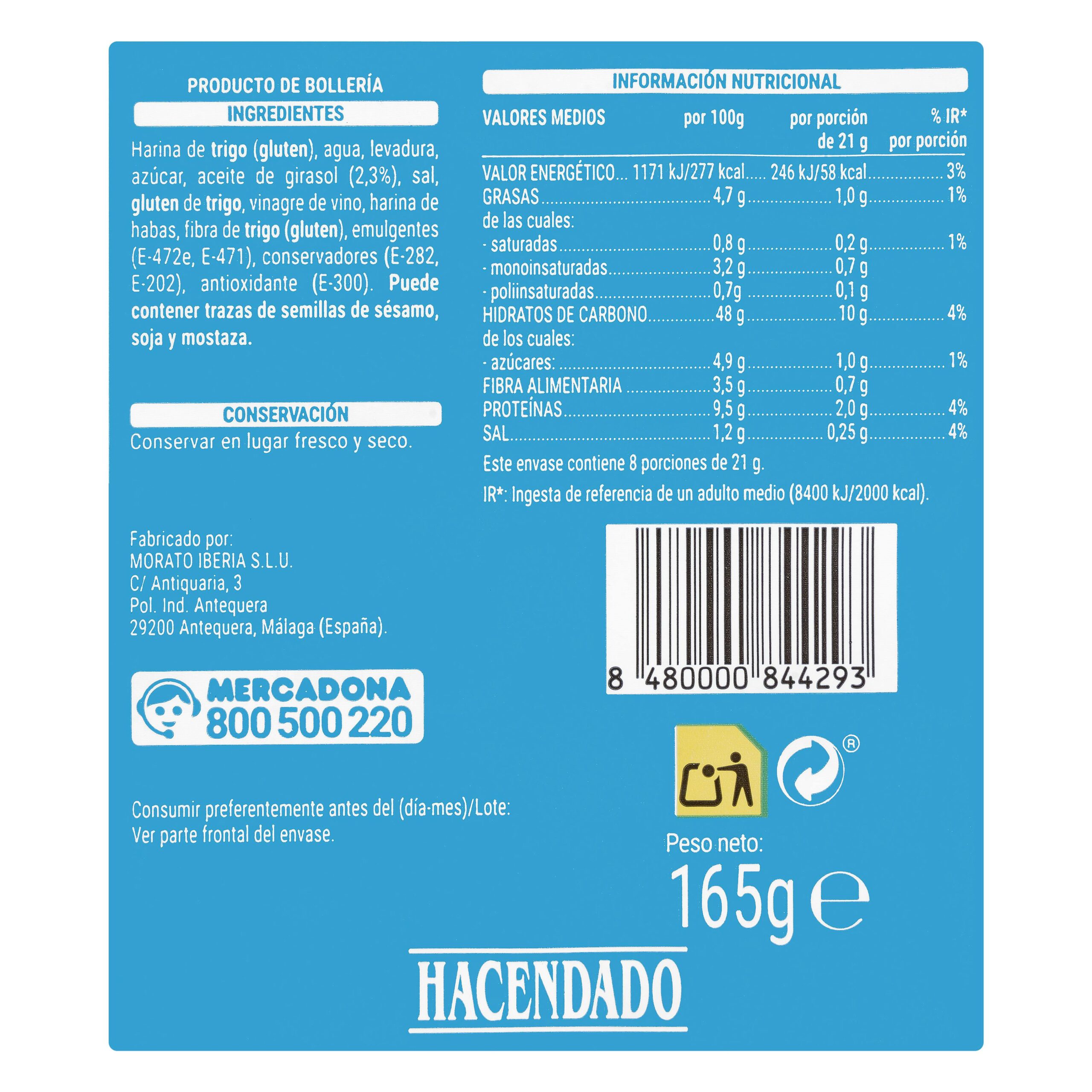 Etiqueta Pan Mini bocados Hacendado