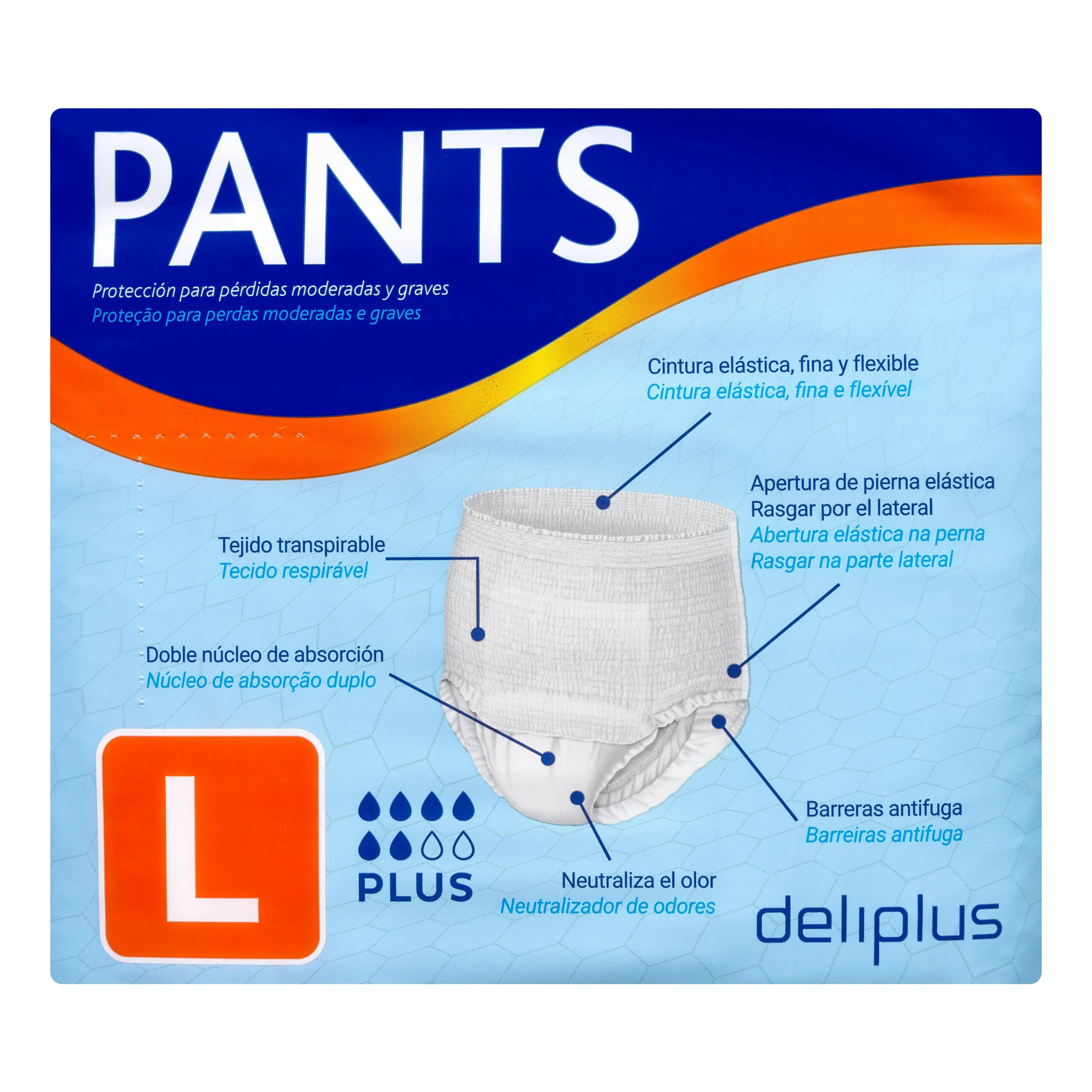 Etiqueta Pañal adulto braguita talla L Deliplus Pants Plus
