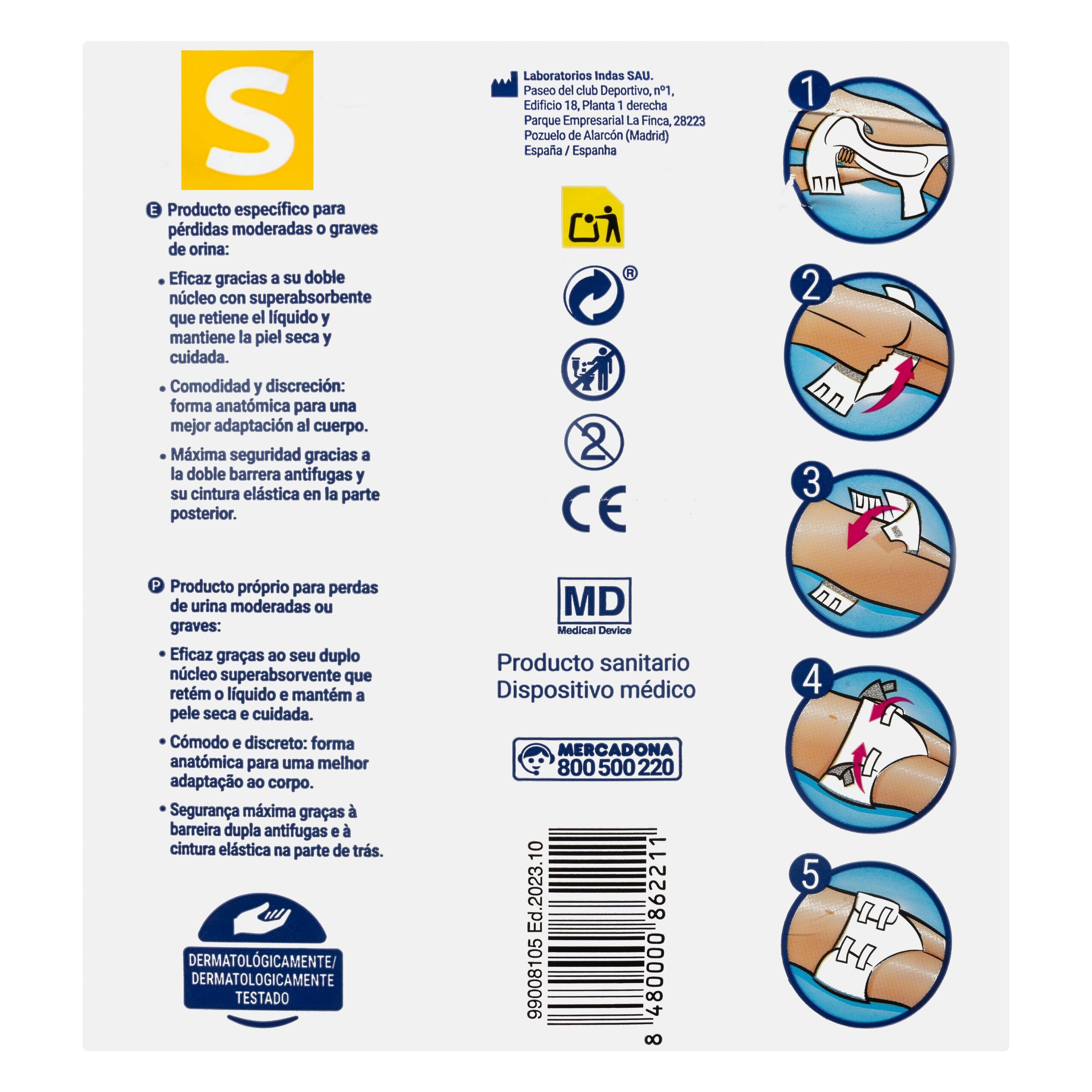 Etiqueta Pañal junior talla S de 50-80 cm Deliplus