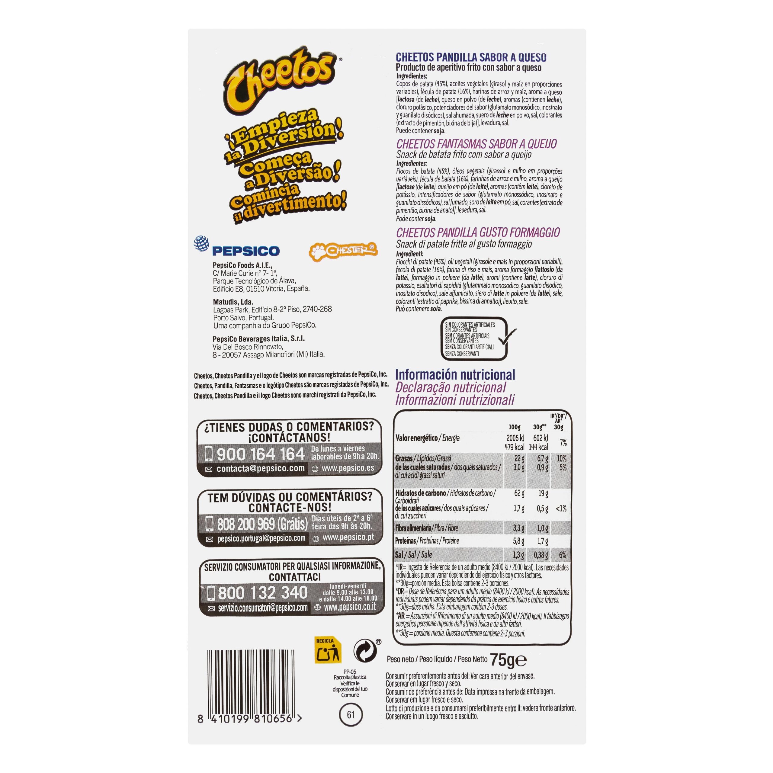 Etiqueta Pandilla sabor queso Cheetos