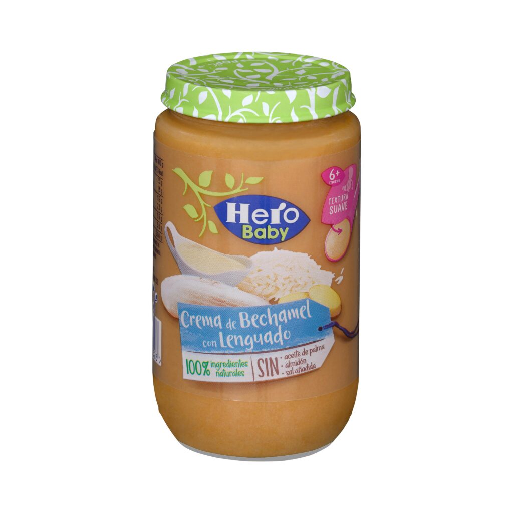 Papilla crema de bechamel con lenguado Hero baby +8 meses