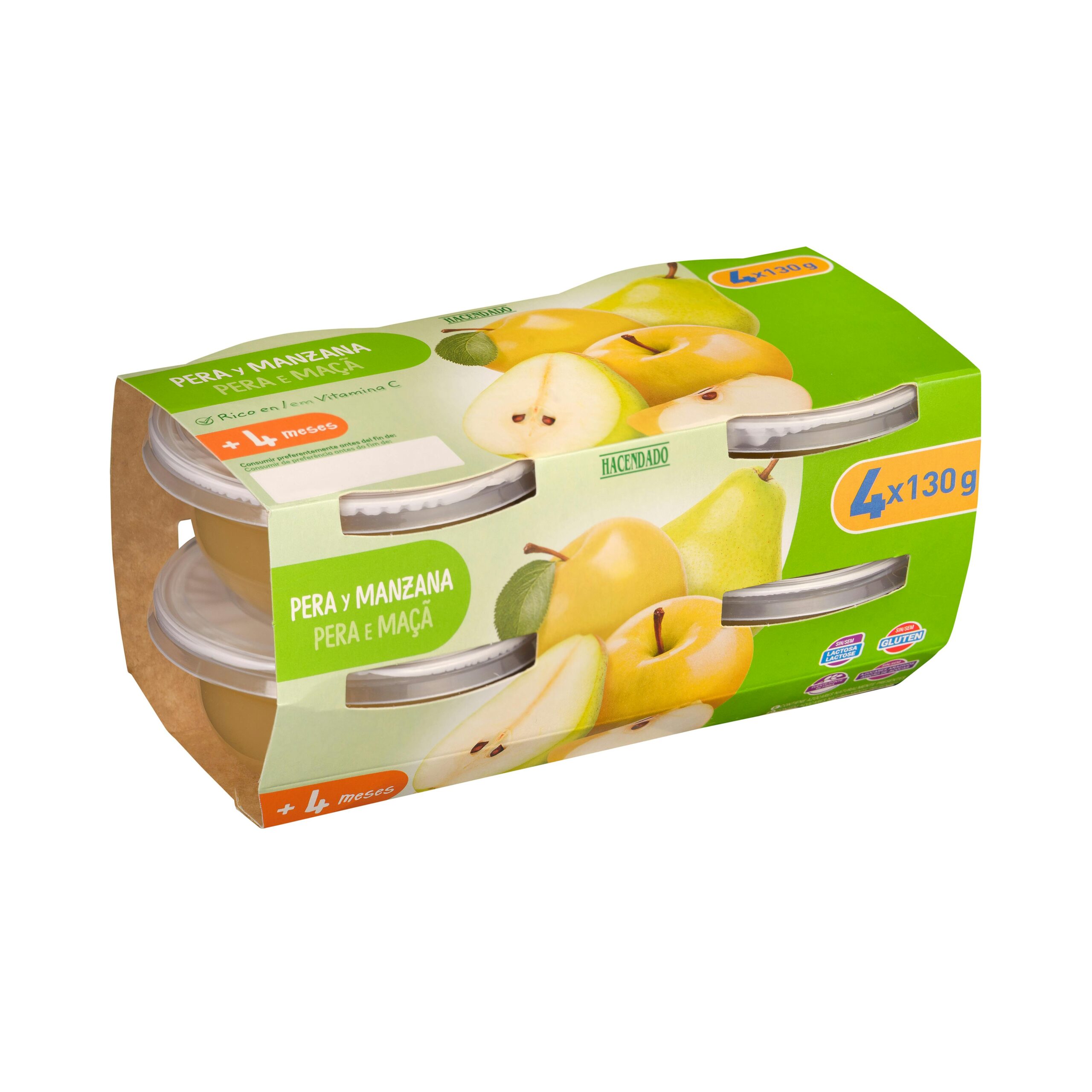 Papilla pera y manzana +4 meses Hacendado Mercadona