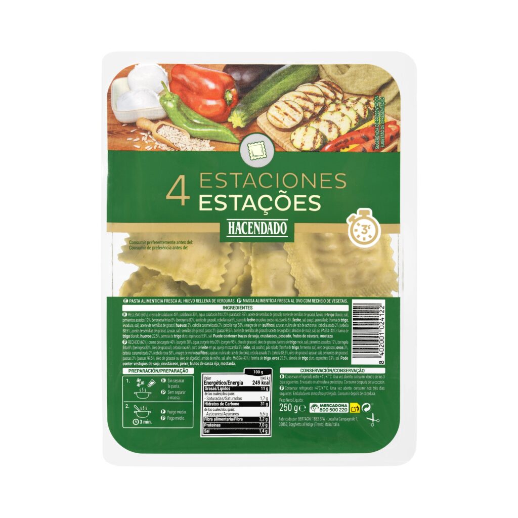 Pasta fresca ravioli 4 estaciones Hacendado