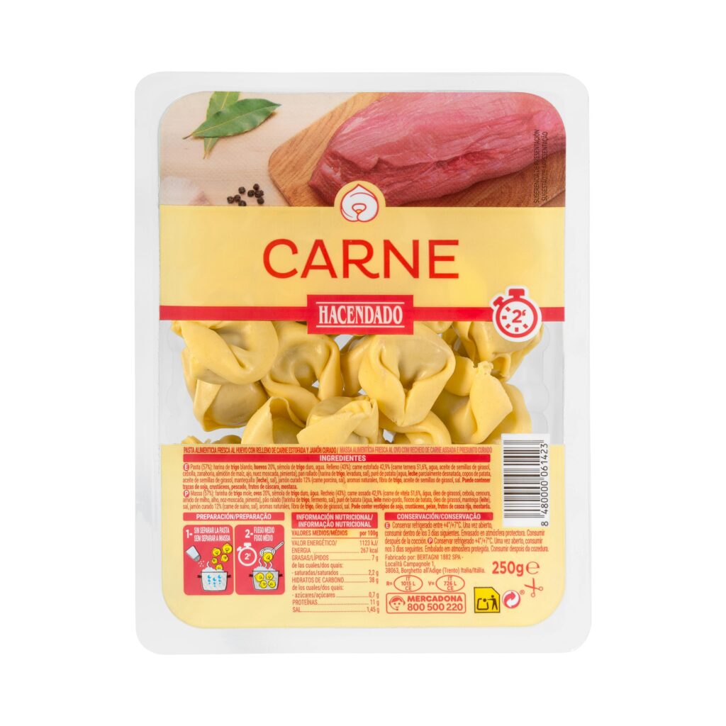 Pasta fresca tortellini carne Hacendado