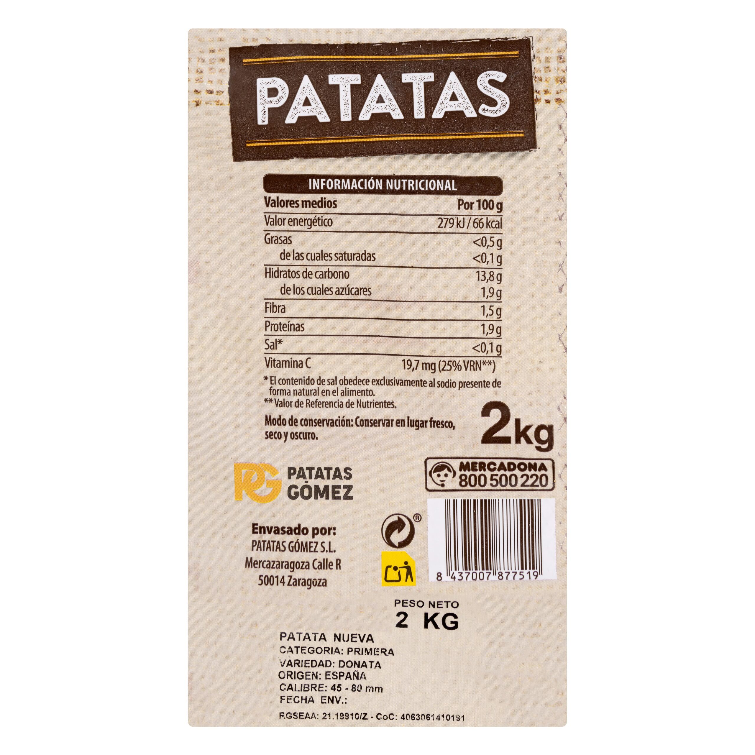 Etiqueta Patatas especial para freir