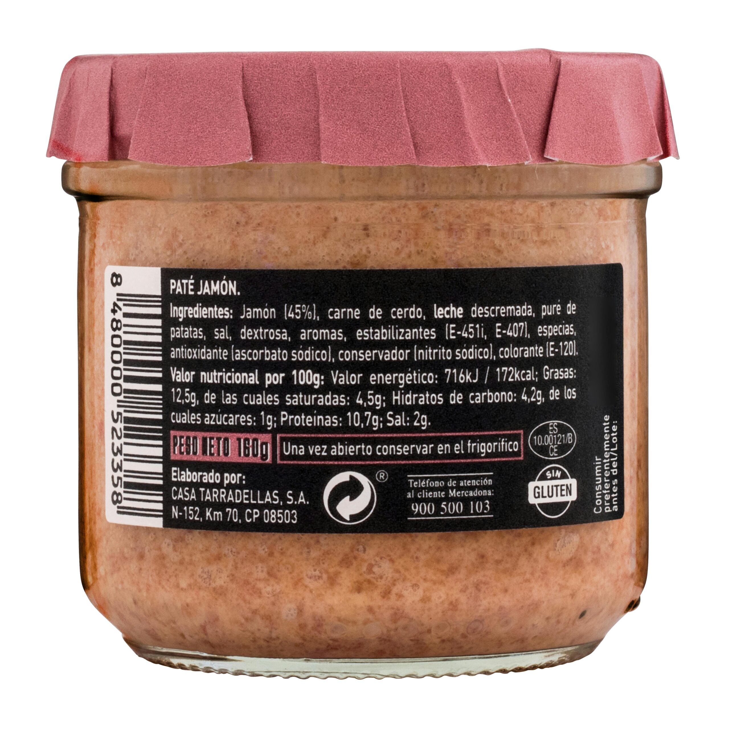 Etiqueta Paté de jamón Hacendado