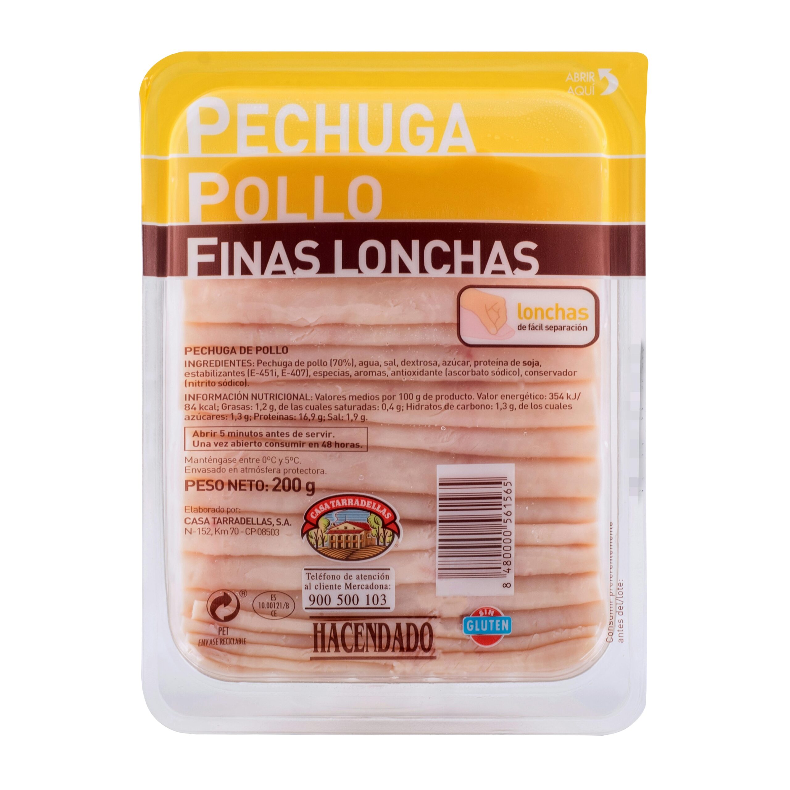Pechuga de pollo Hacendado finas lonchas Mercadona