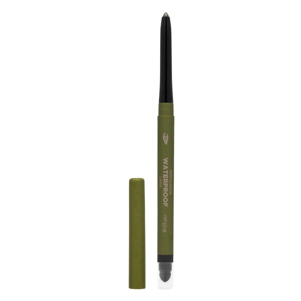 Perfilador de ojos Waterproof Deliplus 12 verde oliva con esponja