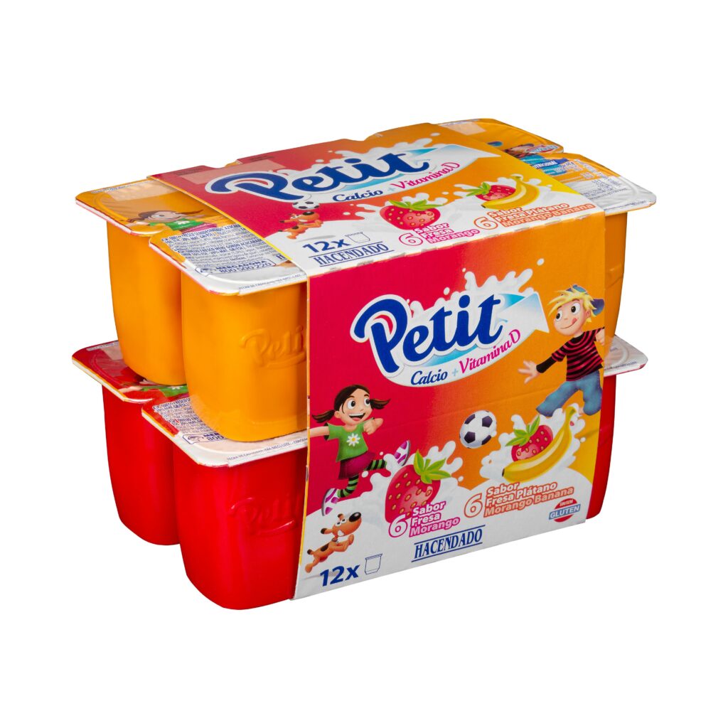 Petit sabores Hacendado 6 fresa y 6 plátano