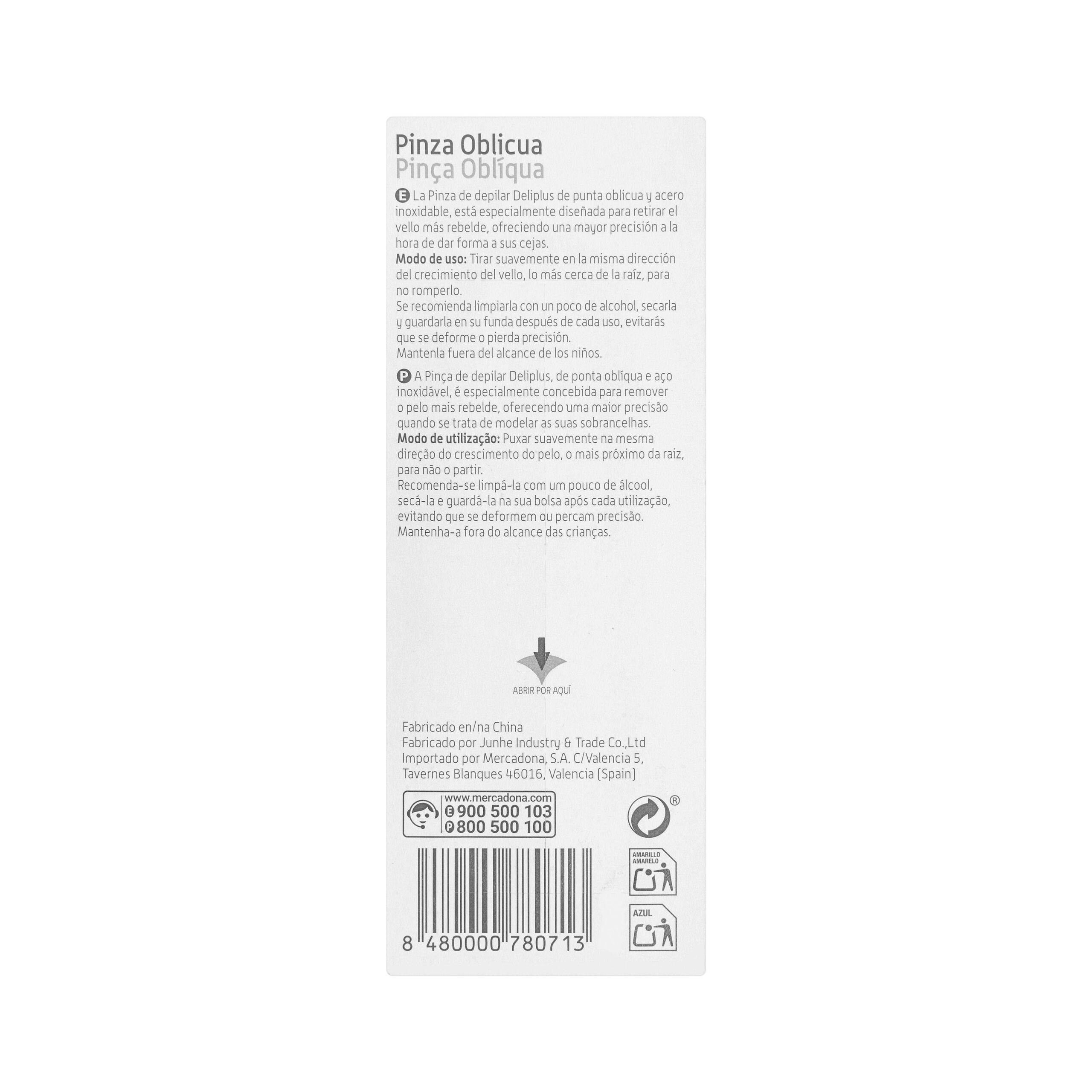 Etiqueta Pinza de cejas Deliplus oblicua