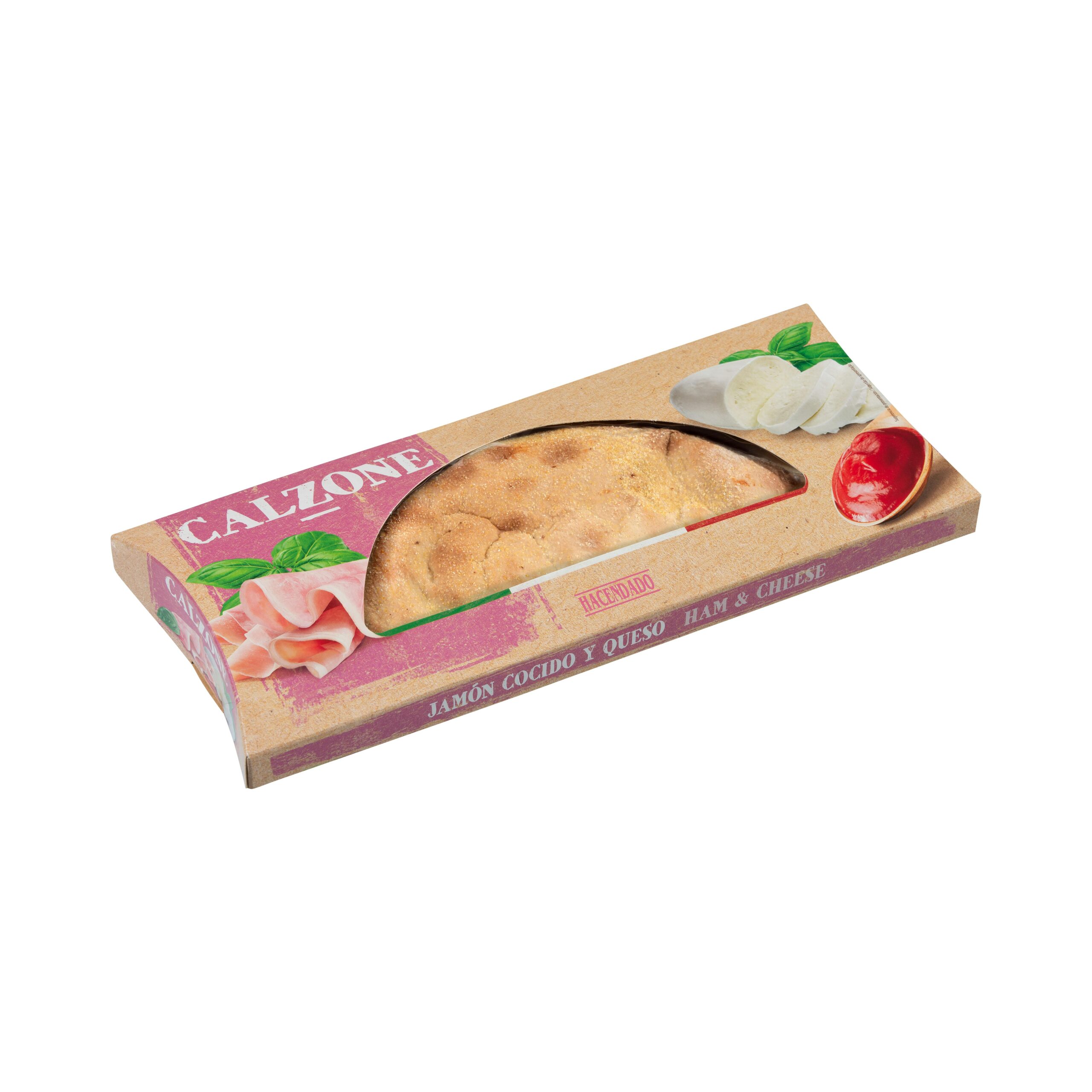 Pizza Calzone con jamón cocido y queso Hacendado Mercadona