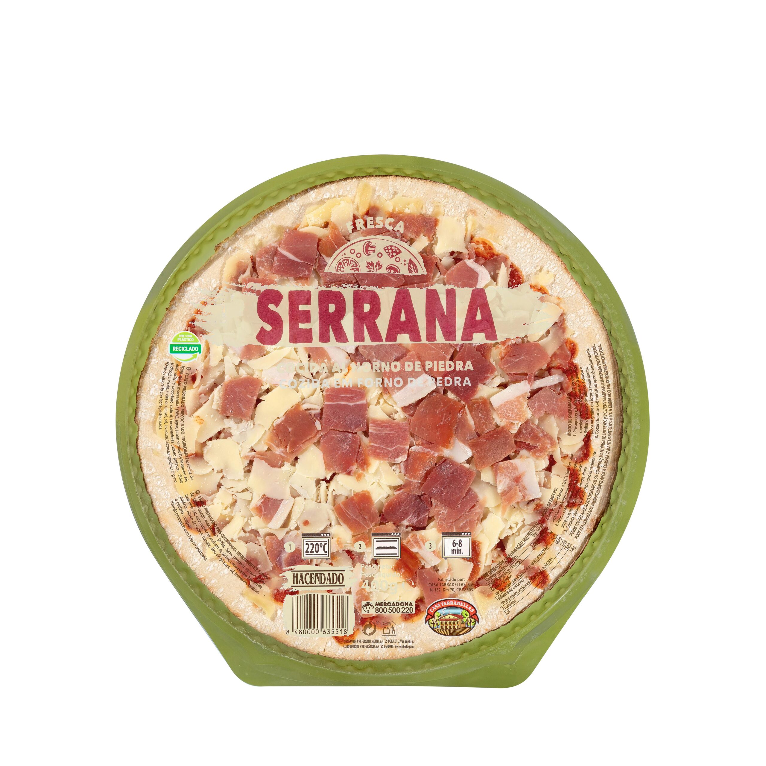 Etiqueta Pizza serrana Hacendado