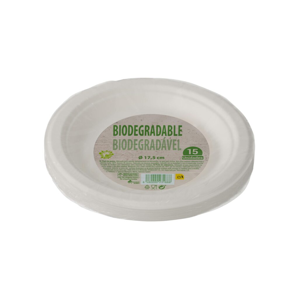 Plato postre biodegradable Bosque Verde 17
