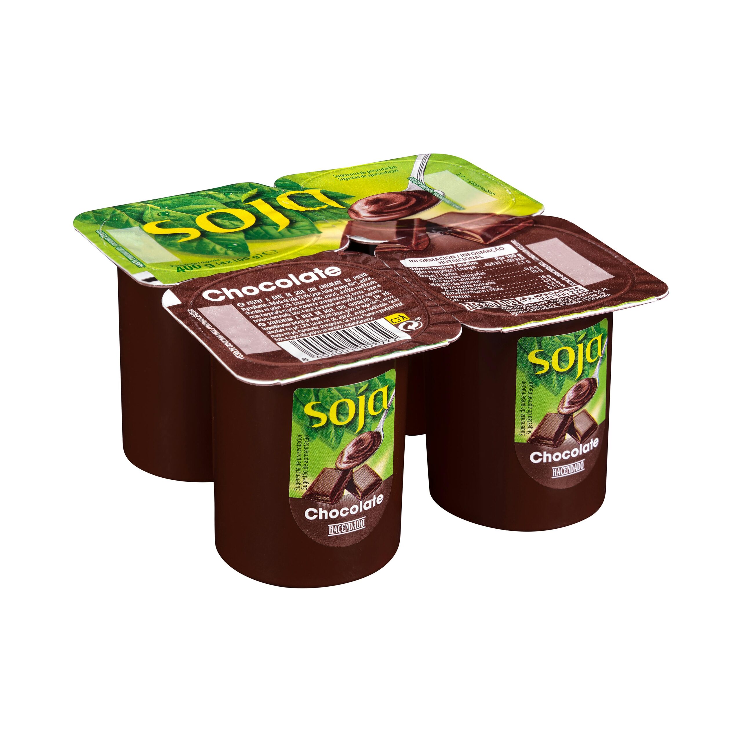 Postre de soja Hacendado sabor chocolate Mercadona