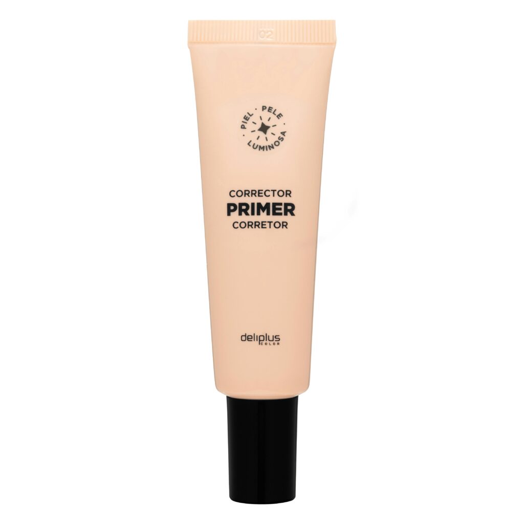 Prebase corrector Primer Deliplus 02 tono melocotón proporciona una piel sonrosada y luminosa