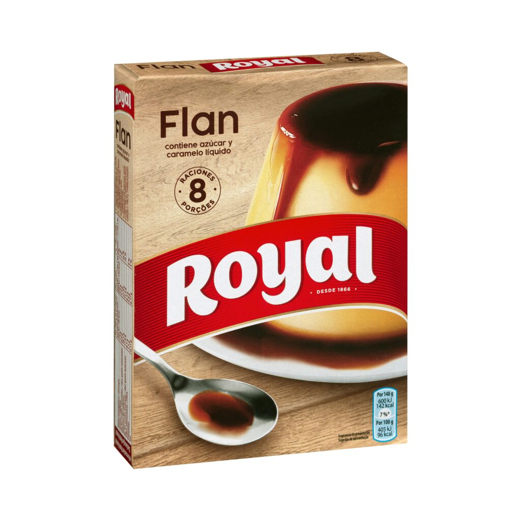 Preparado en polvo flan Royal 8 raciones contiene azúcar y caramelo líquido