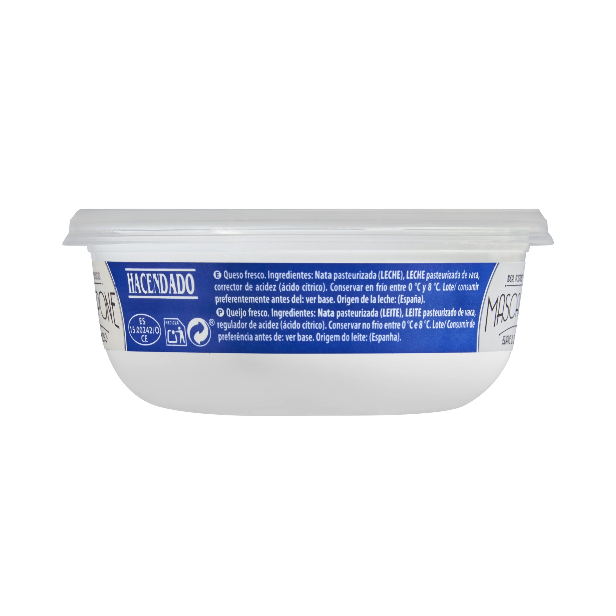 Etiqueta Queso fresco mascarpone de vaca Hacendado