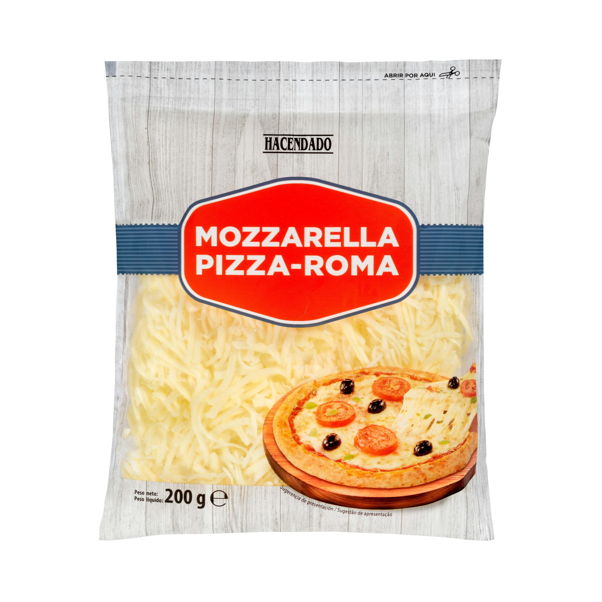 Queso rallado mozzarella pizza-Roma de vaca Hacendado Mercadona