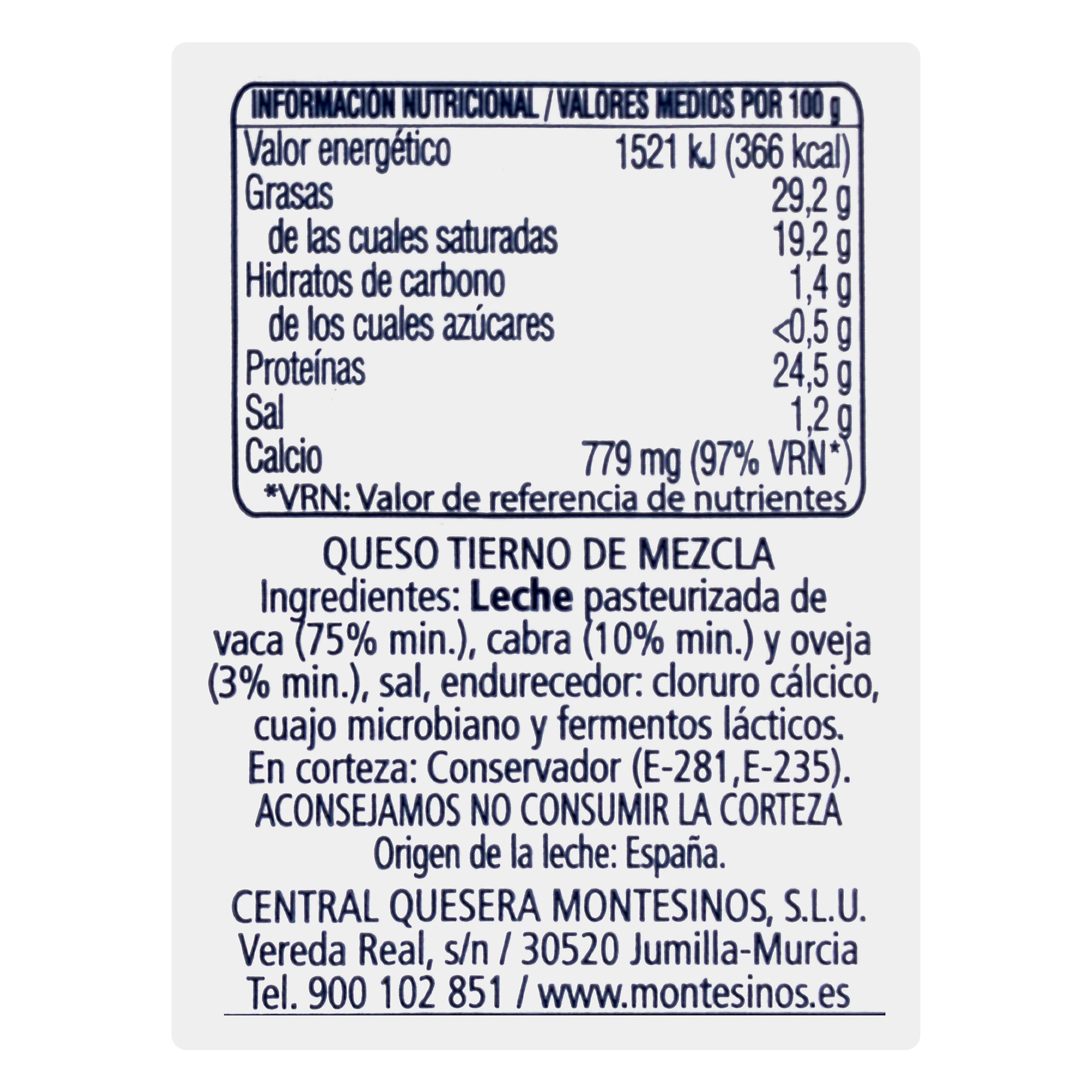 Etiqueta Queso tierno tronchón mezcla Montesinos