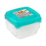 Recipiente de Plástico Cuadrado bajo 0,8L Bosque Verde Recipiente de Plástico Cuadrado bajo 0