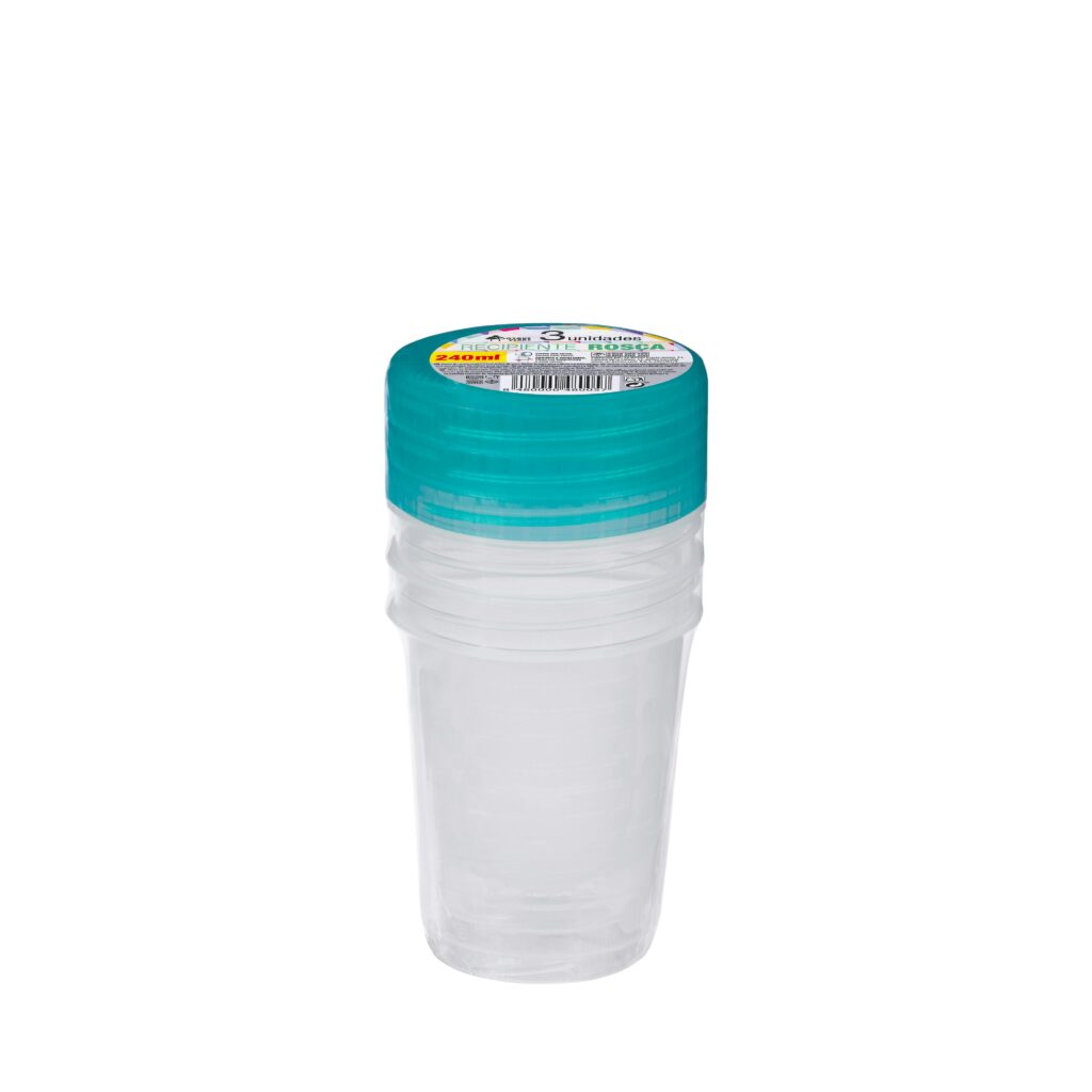 Recipiente de Plástico Redondo 240 ml Bosque Verde con rosca