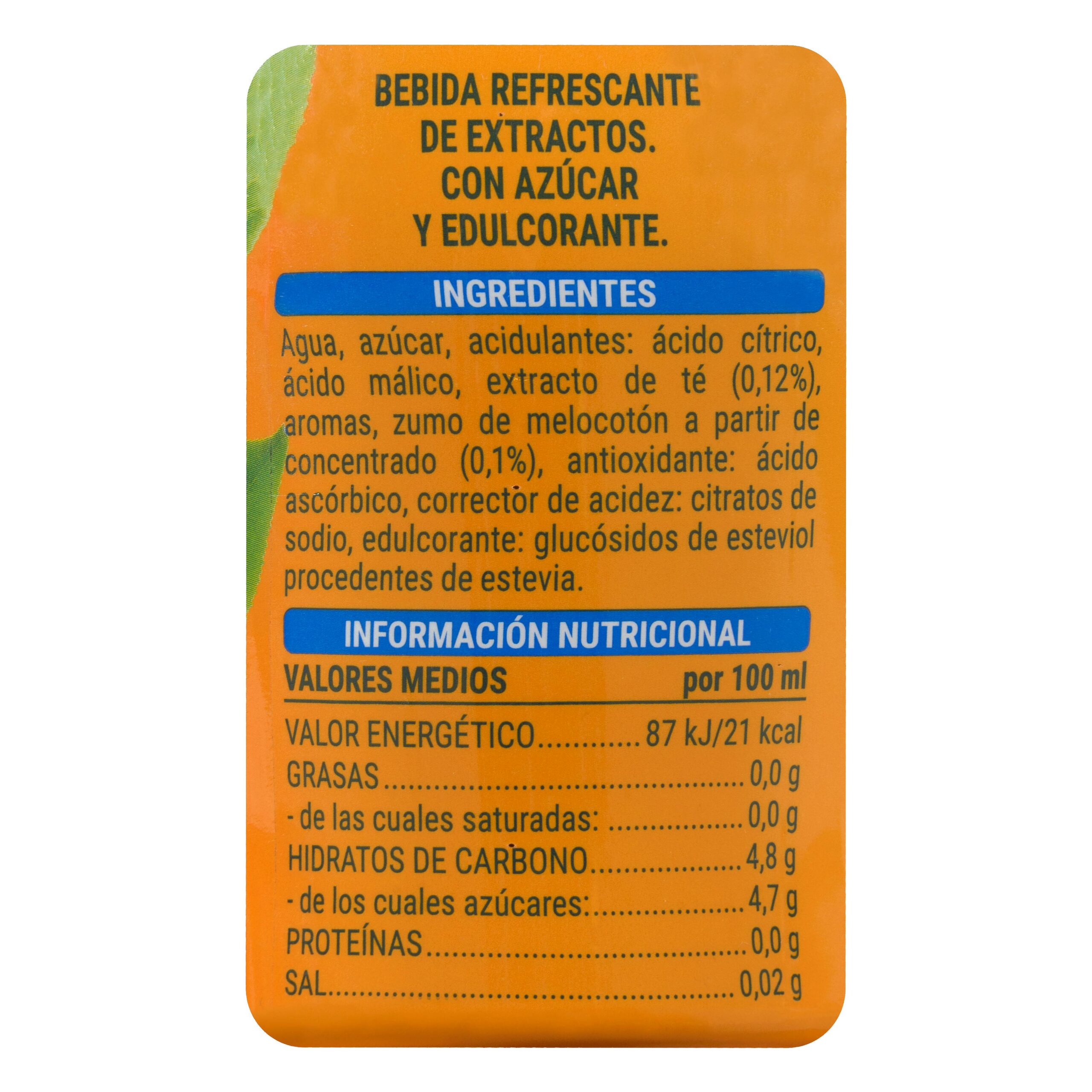 Etiqueta Refresco té sabor melocotón Hacendado