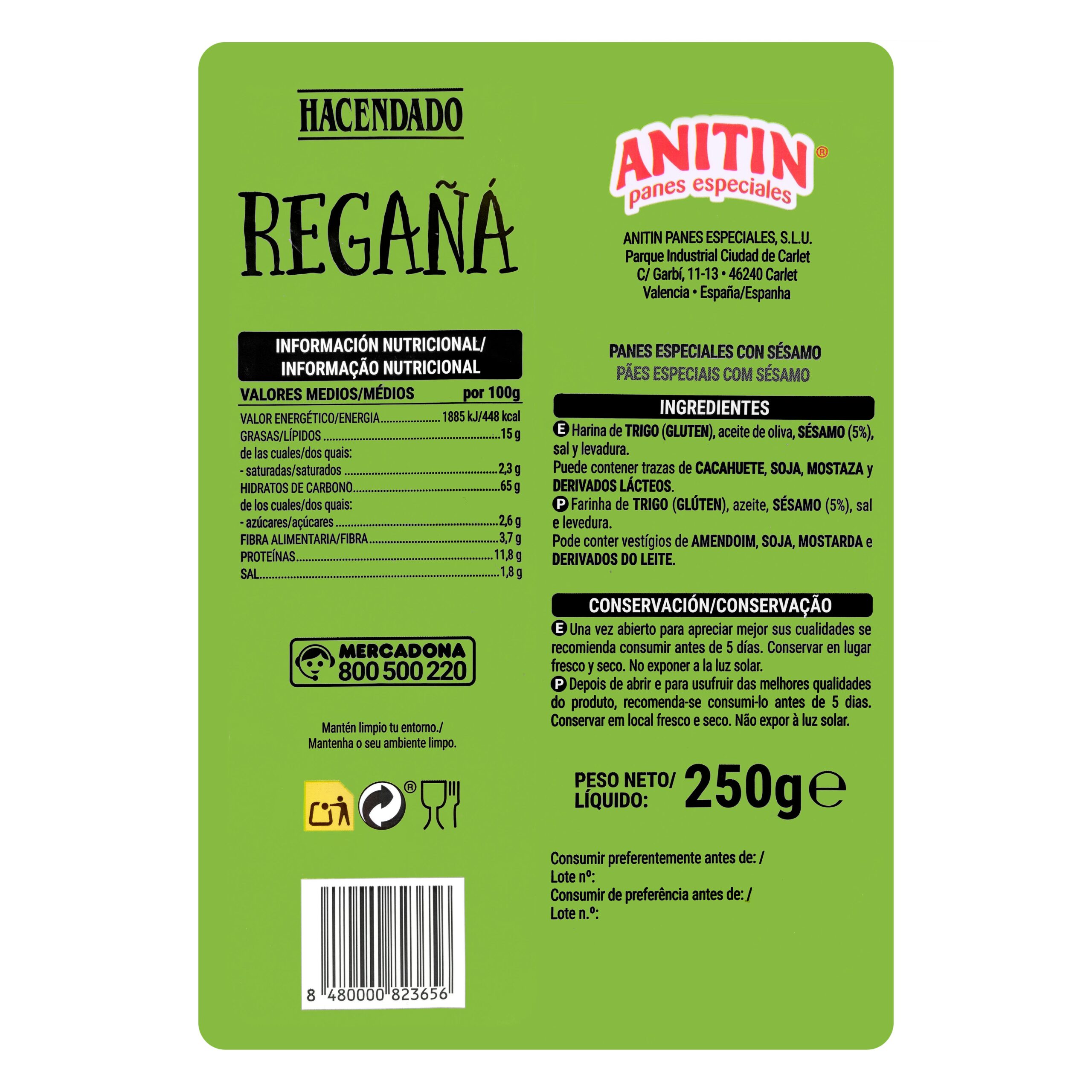 Etiqueta Regañá Hacendado