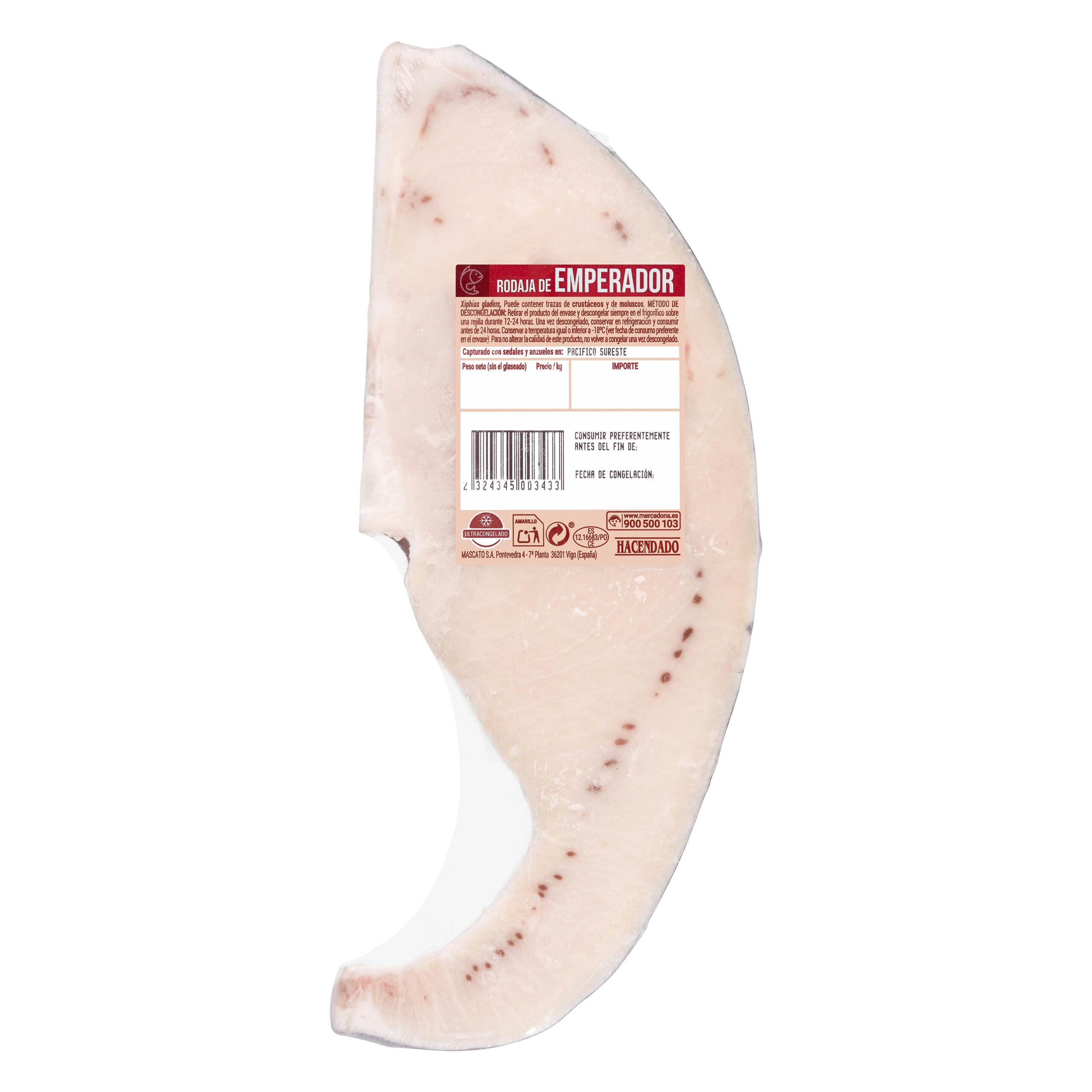 Rodaja de emperador Hacendado ultracongelado Mercadona