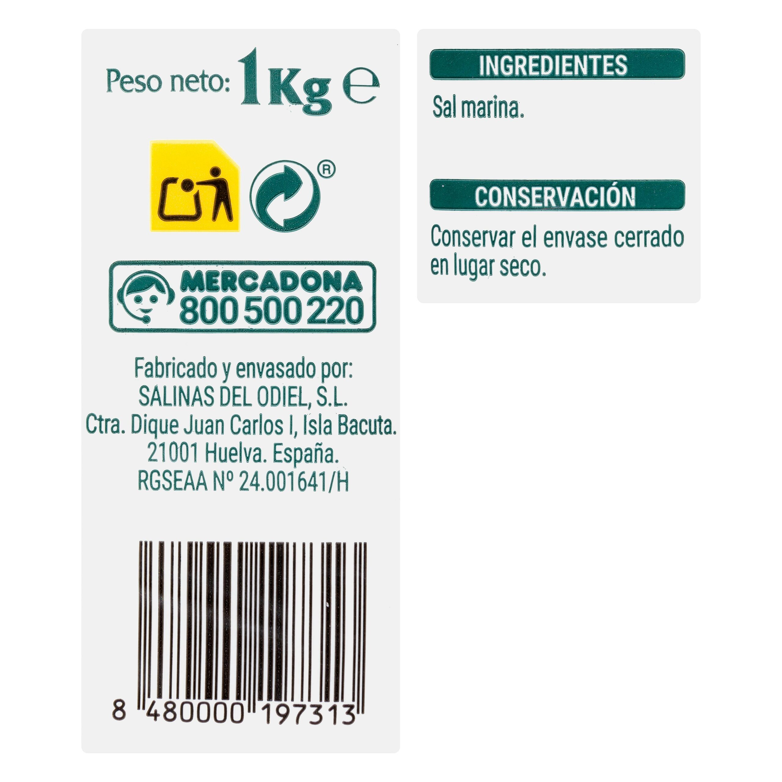 Etiqueta Sal fina Hacendado