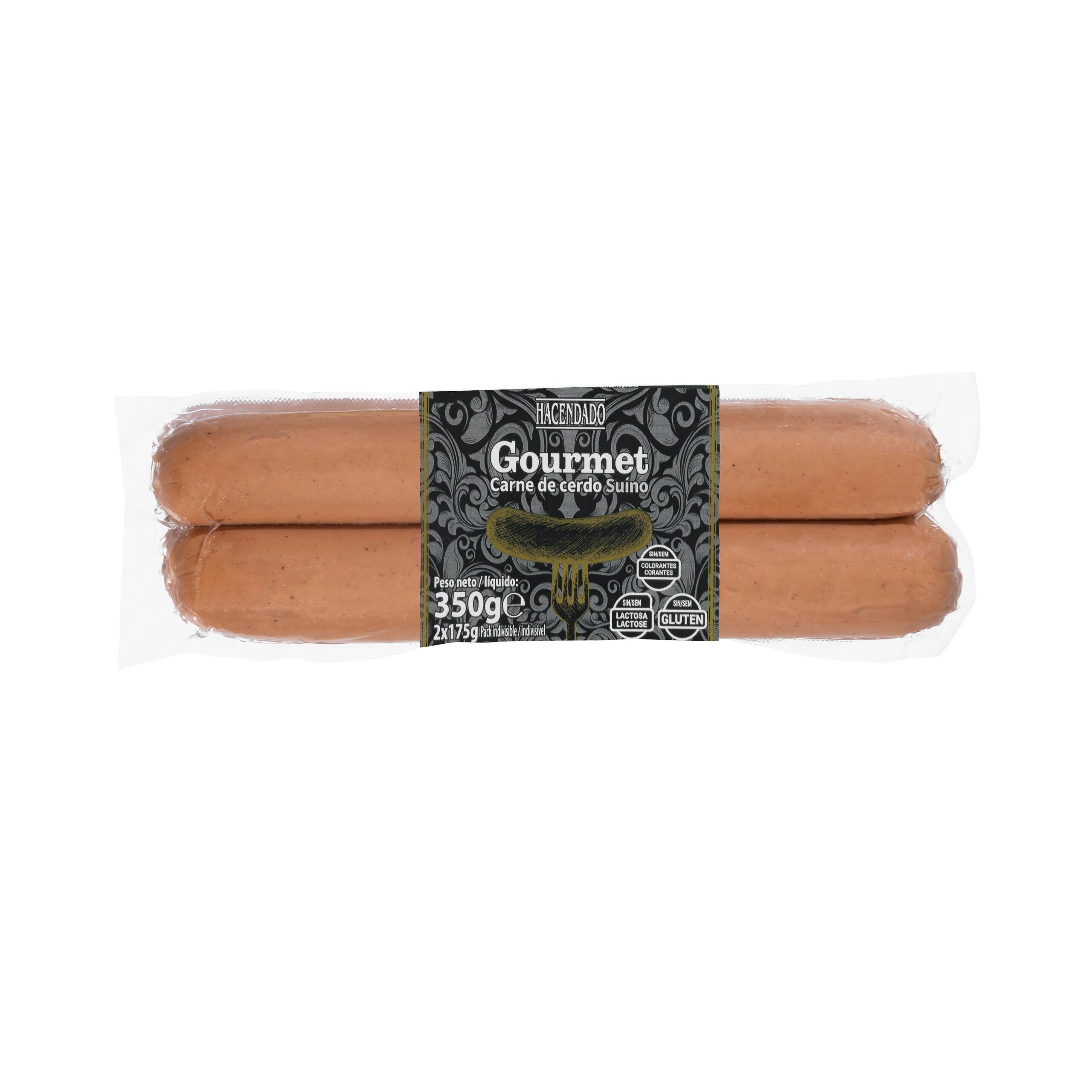 Salchichas cocidas bocata gourmet Hacendado de cerdo sabor ahumado Mercadona