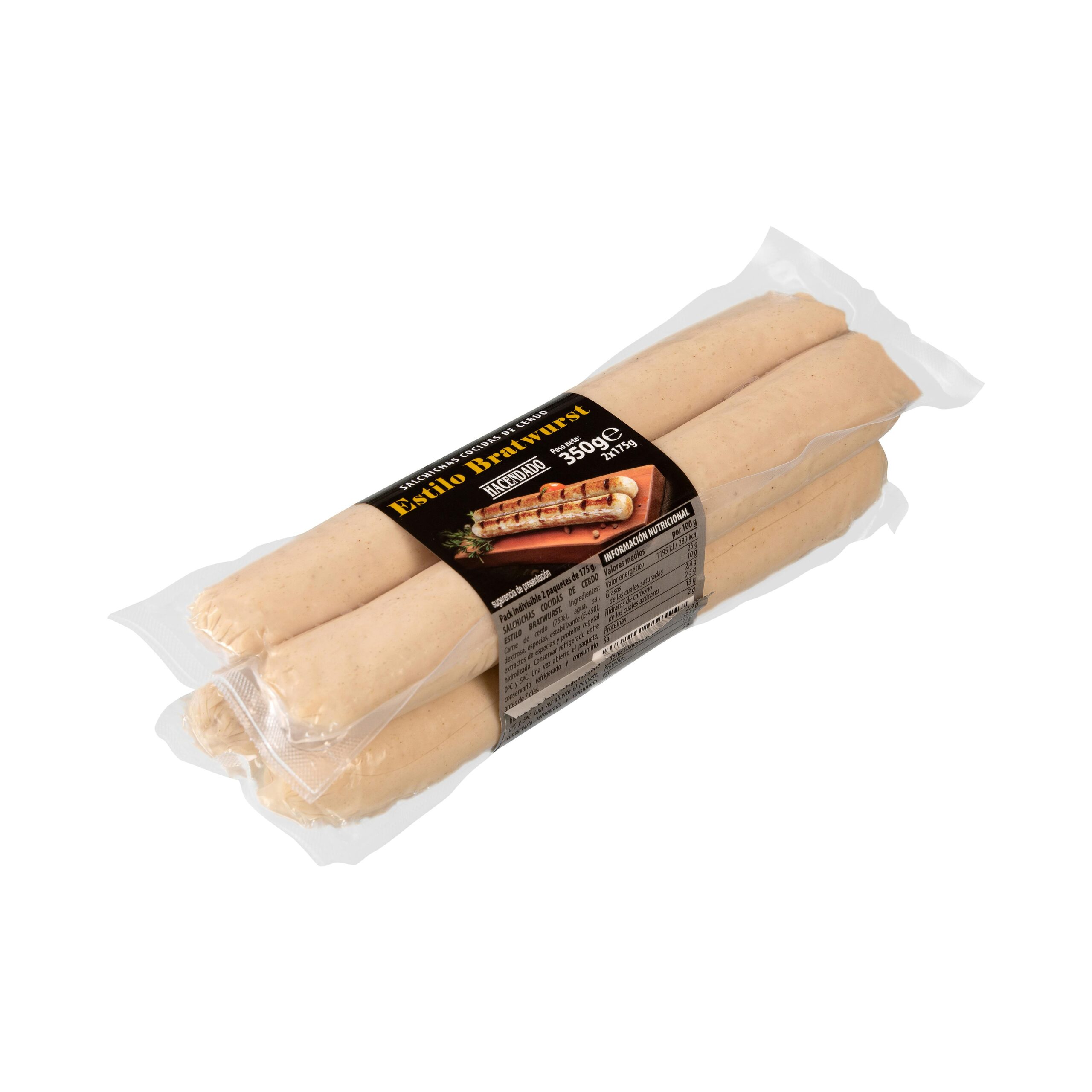 Salchichas cocidas de cerdo estilo Bratwurst Hacendado Mercadona
