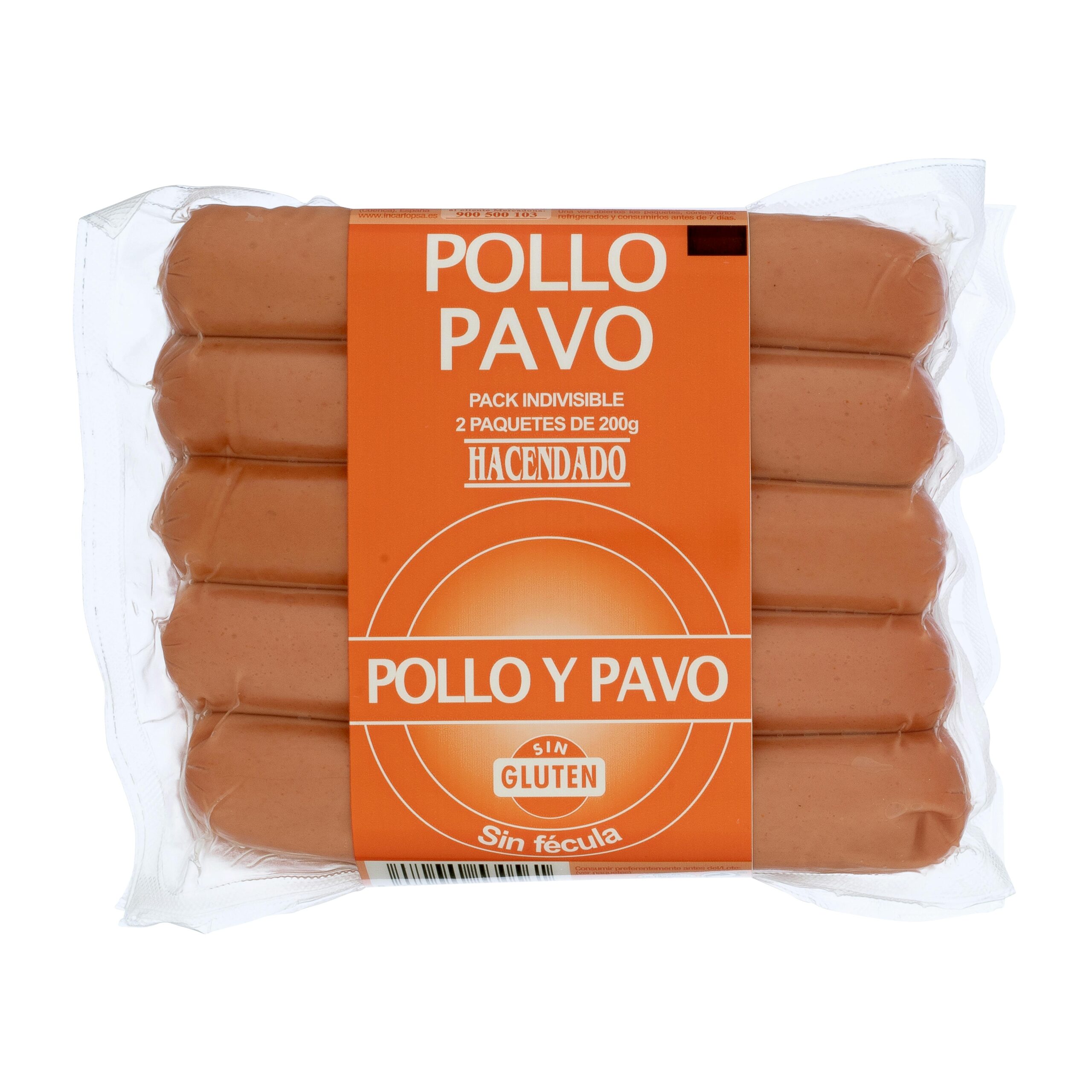 Salchichas cocidas Hacendado de pollo y pavo sabor ahumado Mercadona