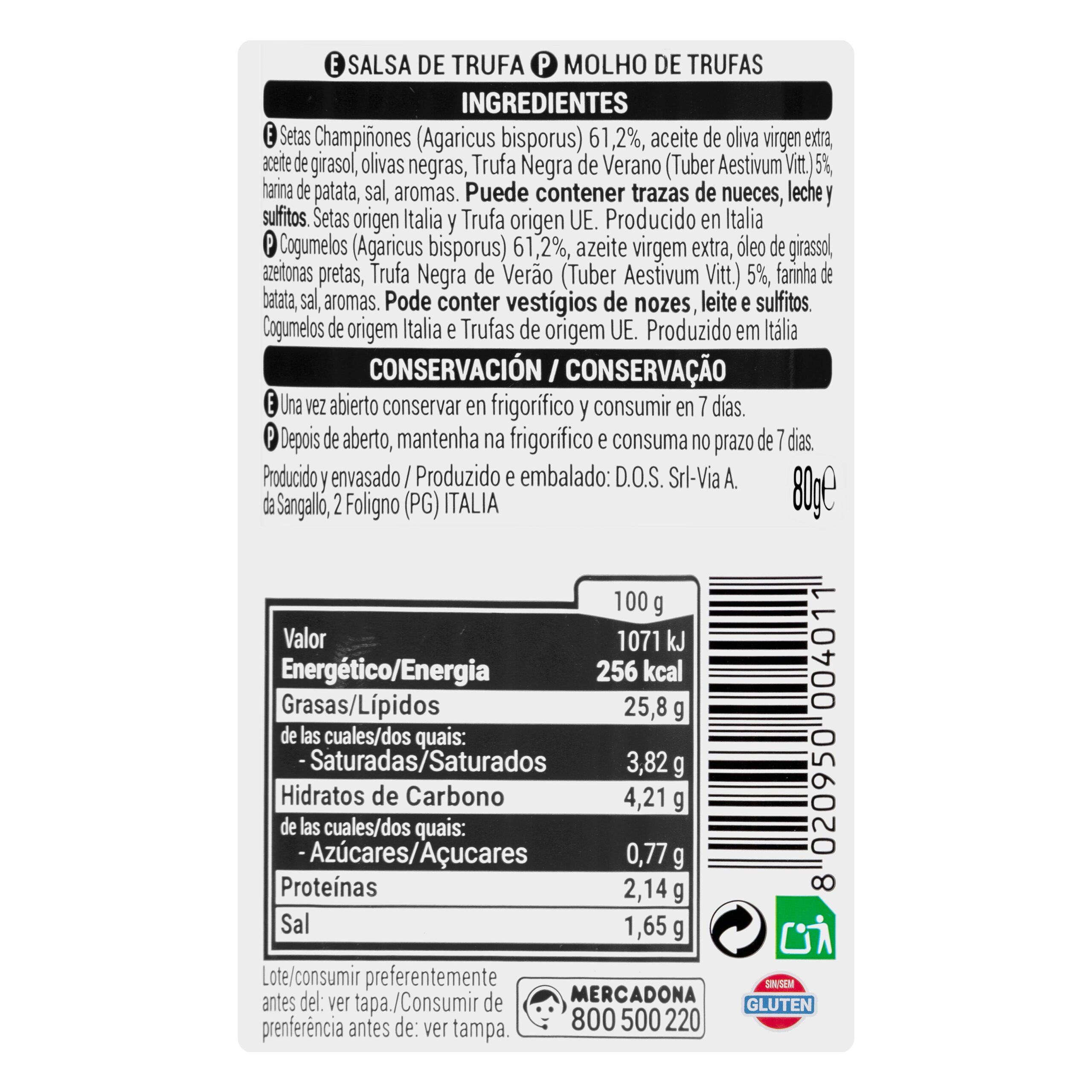 Etiqueta Salsa de trufas