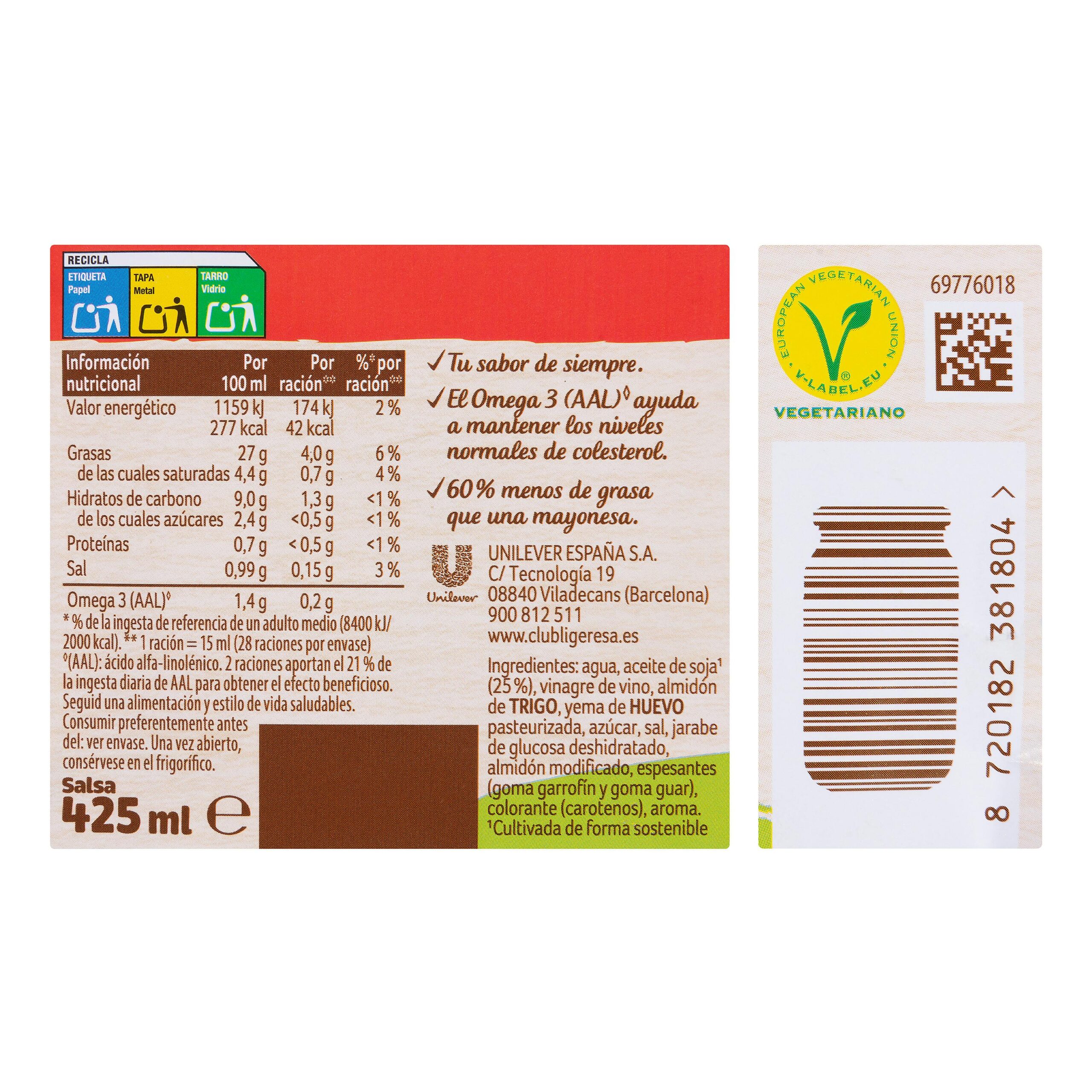 Etiqueta Salsa ligera Ligeresa