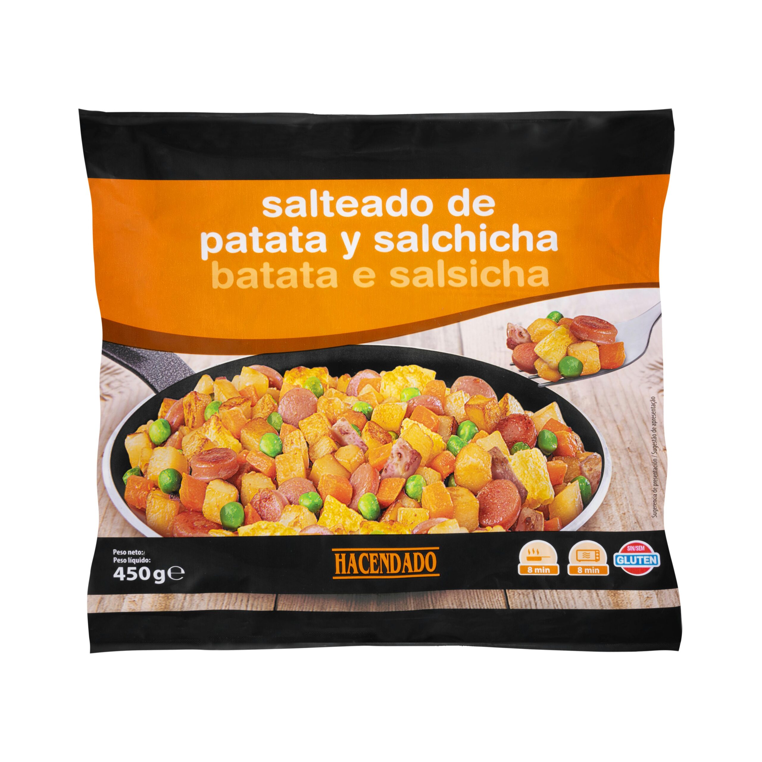 Salteado de patata y salchicha Hacendado ultracongelado Mercadona
