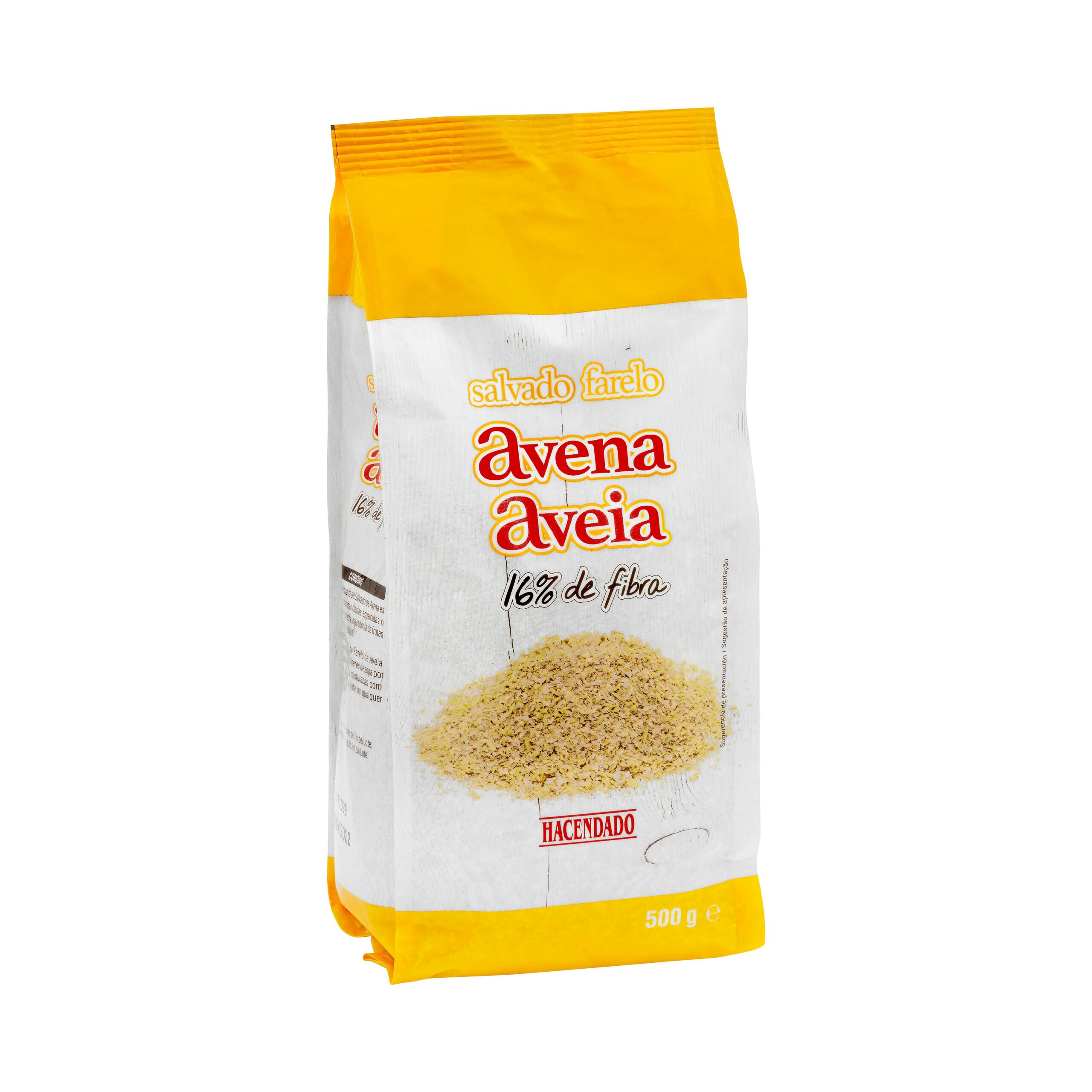 Salvado de avena Hacendado con 16% de fibra Mercadona
